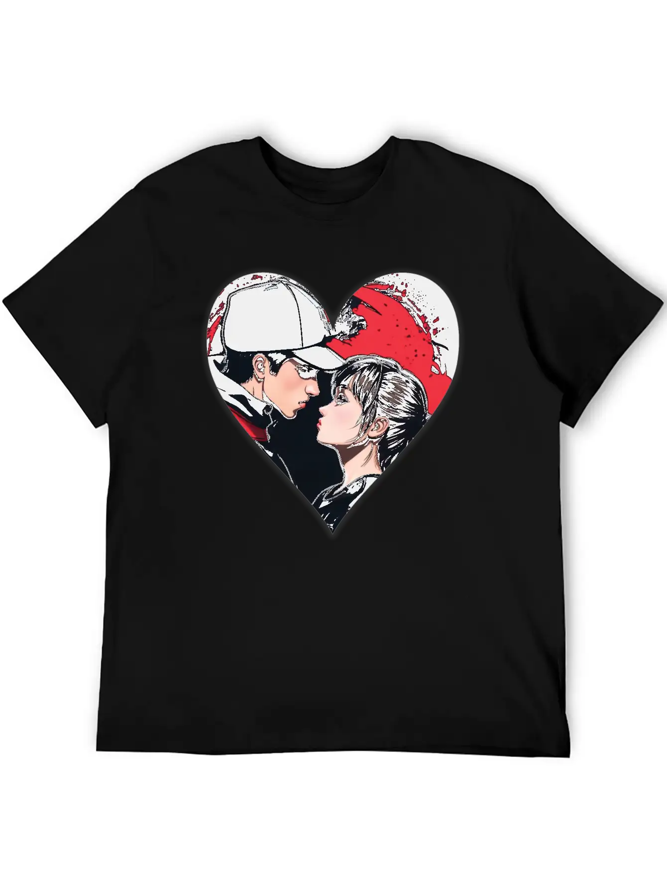 Street Art: Couple In Love In The Shape Of A Heart Essential Unisex Summer Tee – Soft Cotton Casual Fit