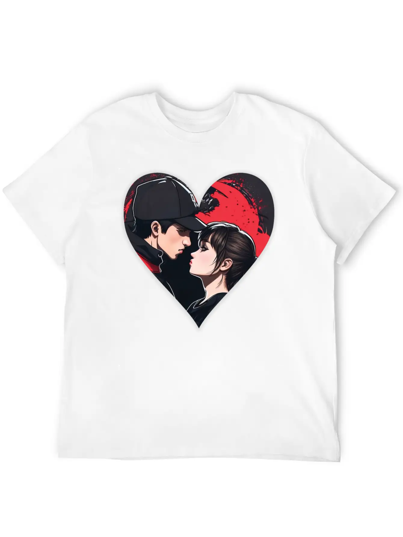 Street Art: Couple In Love In The Shape Of A Heart Essential Unisex Summer Tee – Soft Cotton Casual Fit