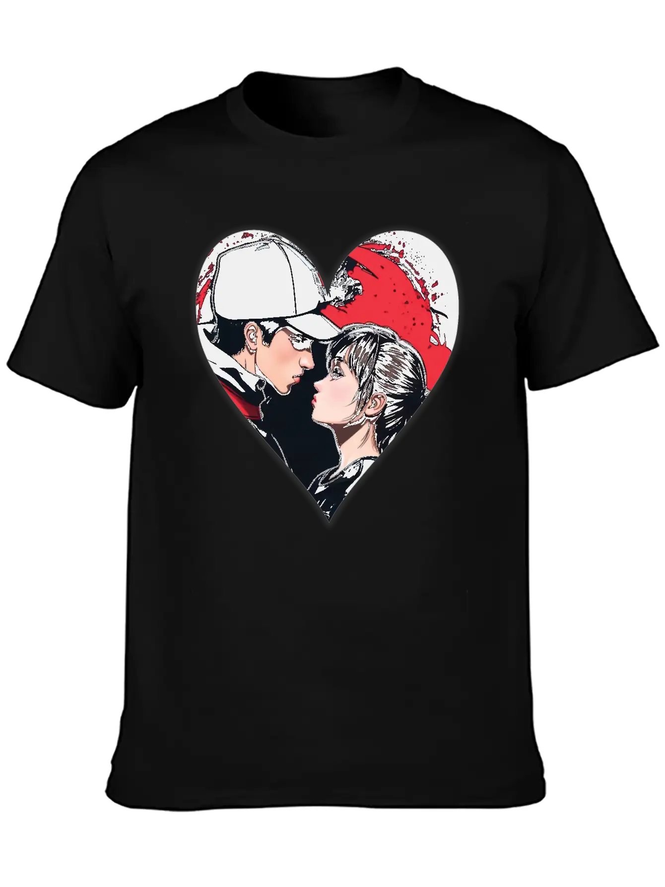 Street Art: Couple In Love In The Shape Of A Heart Essential Unisex Summer Tee – Soft Cotton Casual Fit