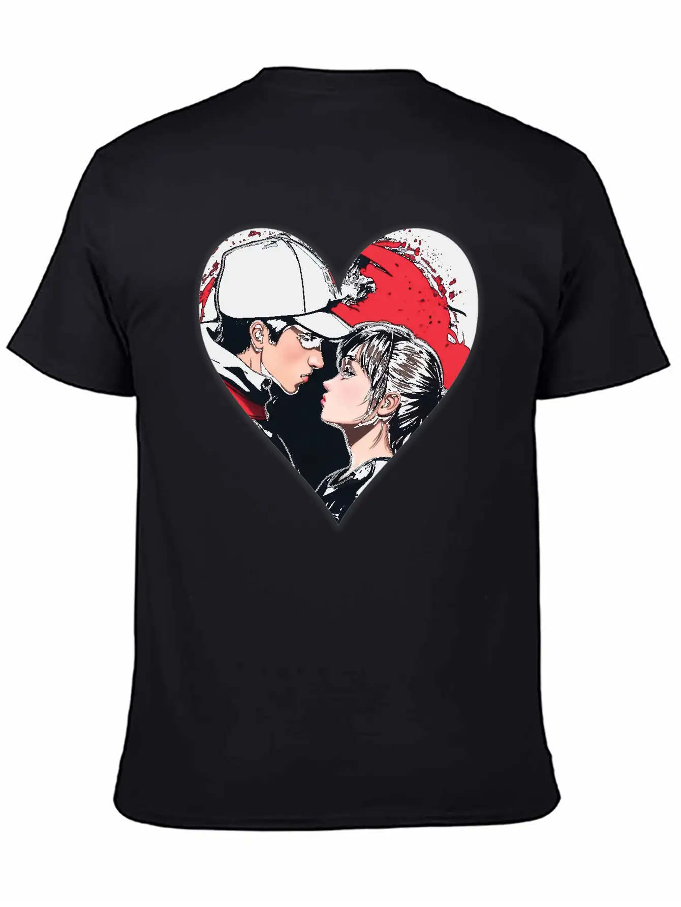 Street Art: Couple In Love In The Shape Of A Heart Essential Unisex Summer Tee – Soft Cotton Casual Fit