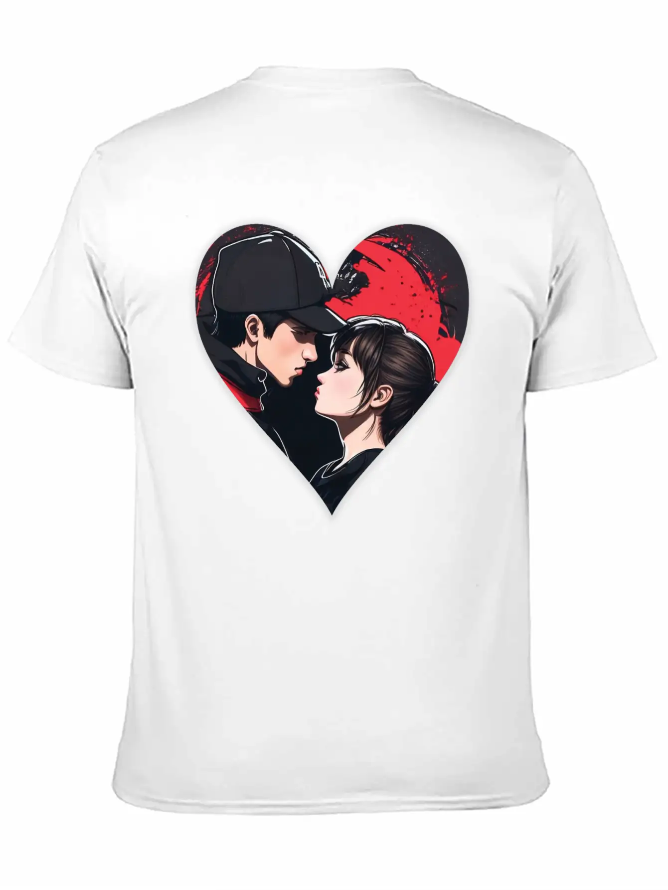 Street Art: Couple In Love In The Shape Of A Heart Essential Unisex Summer Tee – Soft Cotton Casual Fit