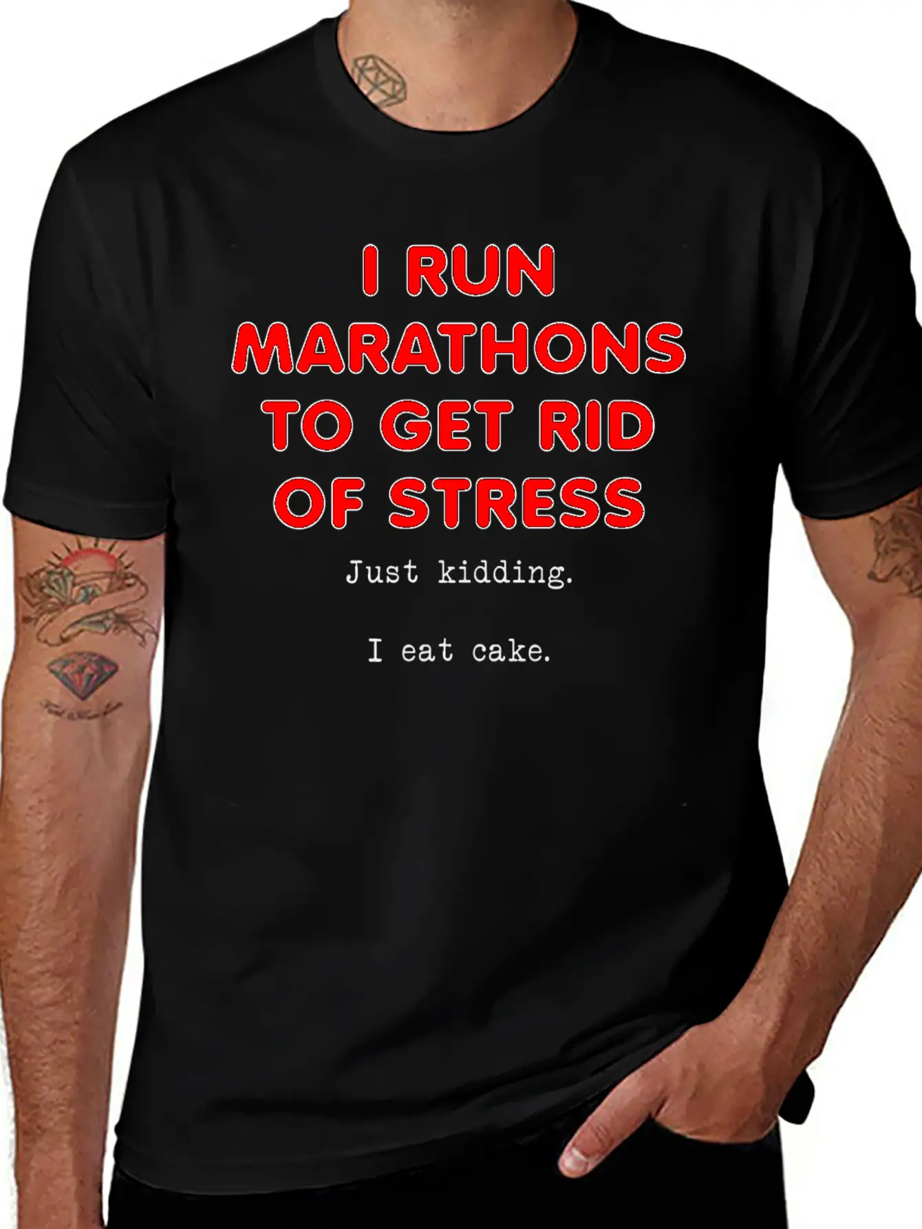 Stress Eat Cake Funny T-shirt Stylish Everyday T-Shirt – Unisex Basic Cotton Tee