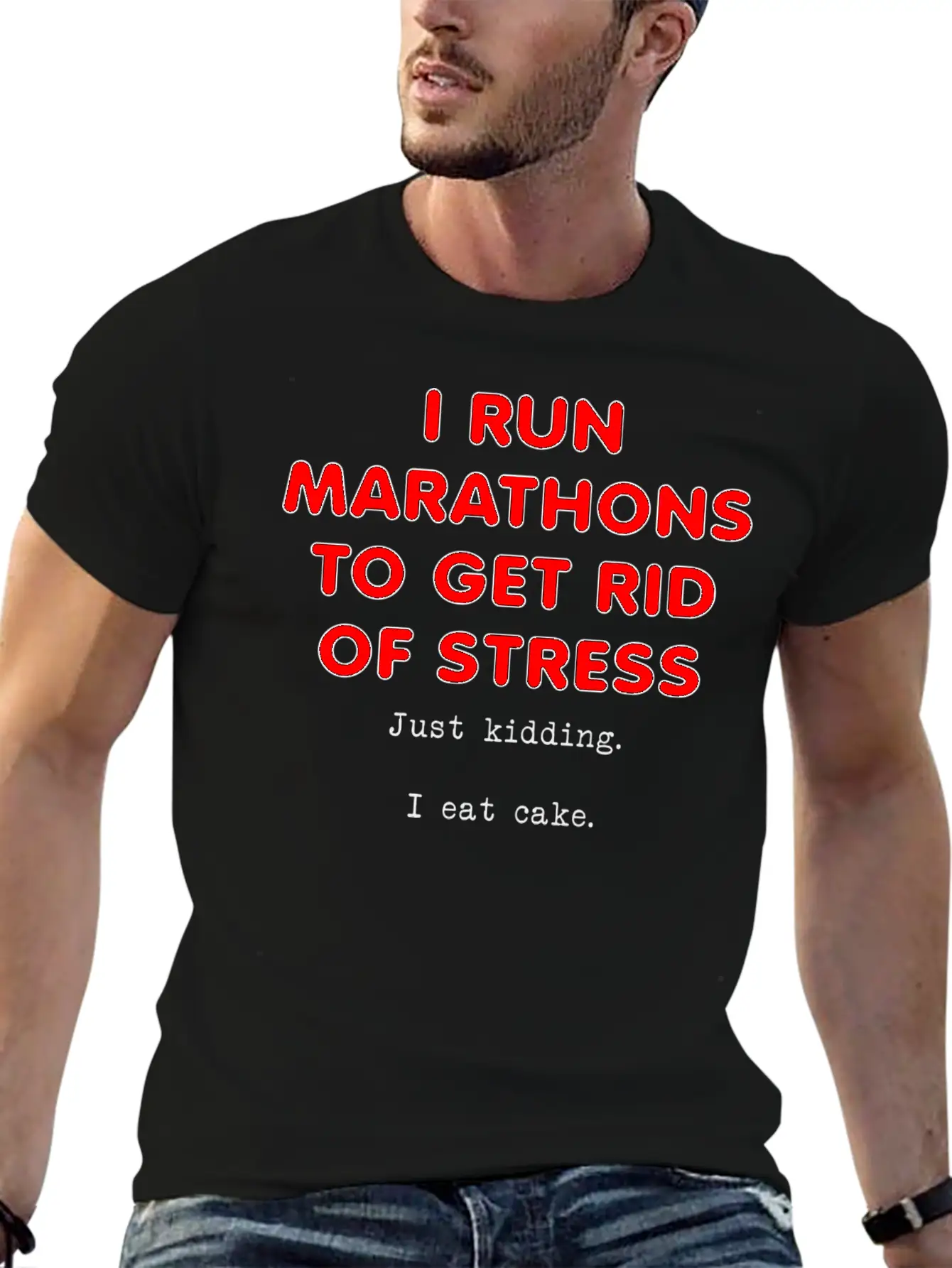 Stress Eat Cake Funny T-shirt Stylish Everyday T-Shirt – Unisex Basic Cotton Tee