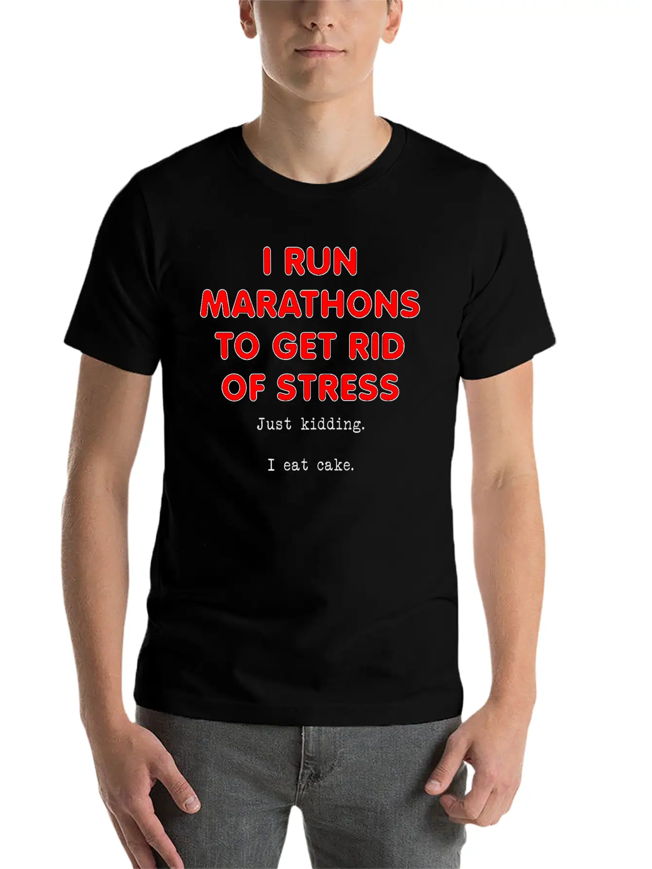 Stress Eat Cake Funny T-shirt Stylish Everyday T-Shirt – Unisex Basic Cotton Tee