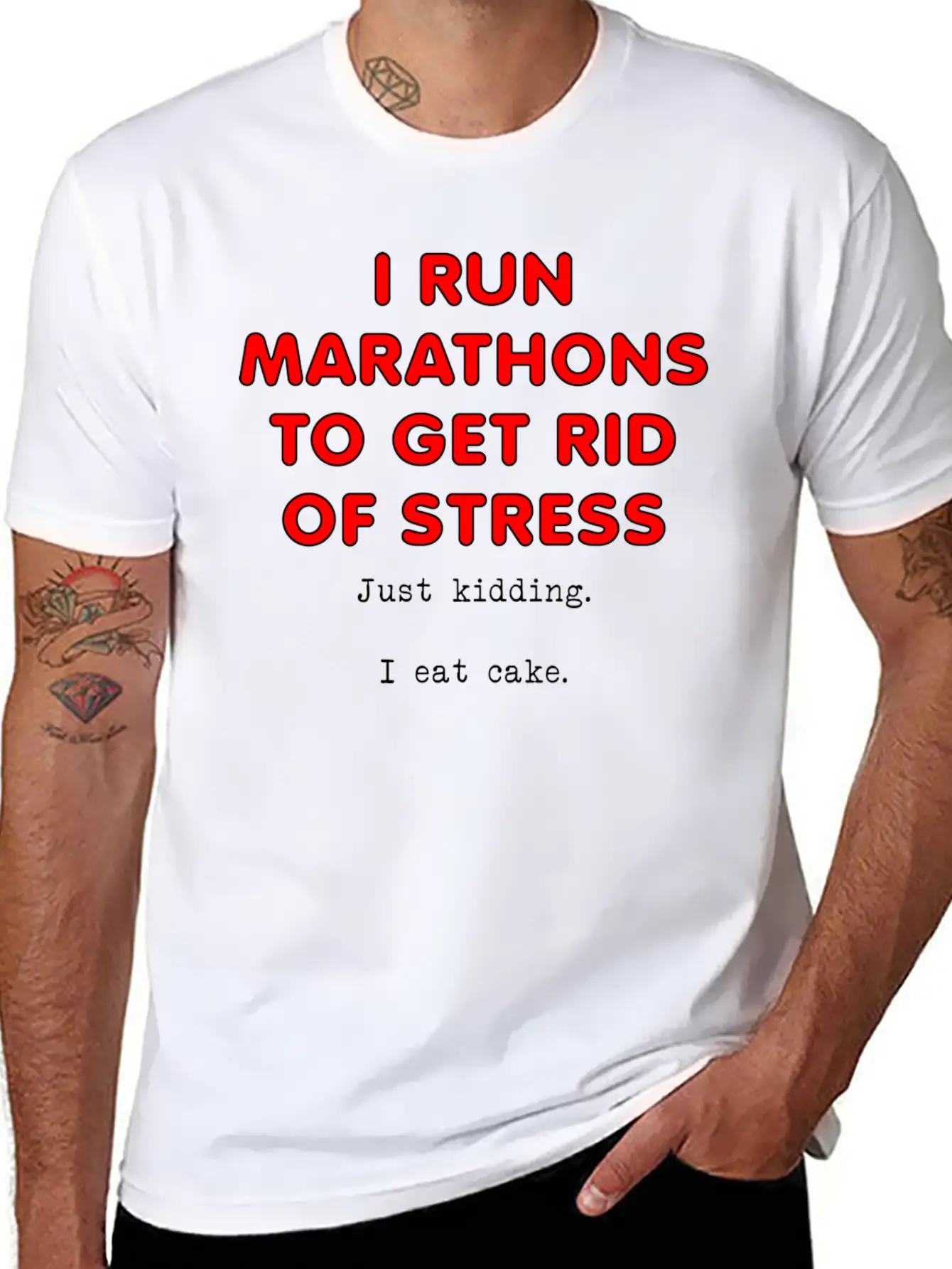 Stress Eat Cake Funny T-shirt Stylish Everyday T-Shirt – Unisex Basic Cotton Tee