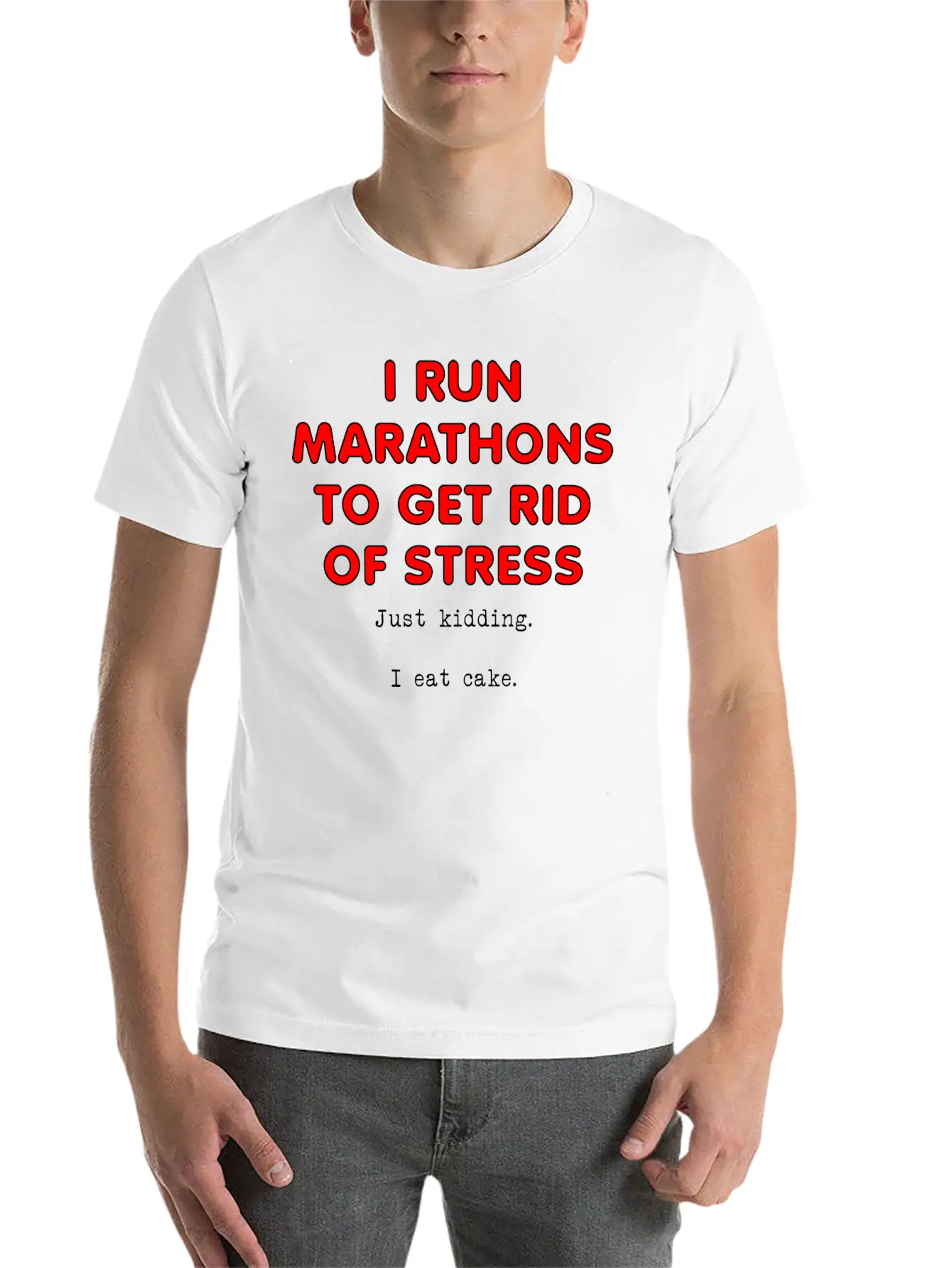 Stress Eat Cake Funny T-shirt Stylish Everyday T-Shirt – Unisex Basic Cotton Tee