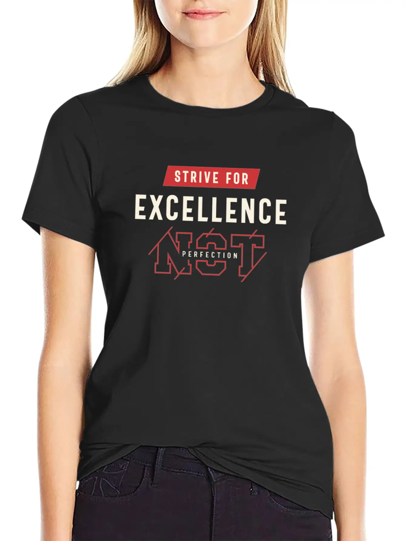 Strive For Excellence - Motivational Quote Stylish Everyday T-Shirt – Unisex Basic Cotton Tee