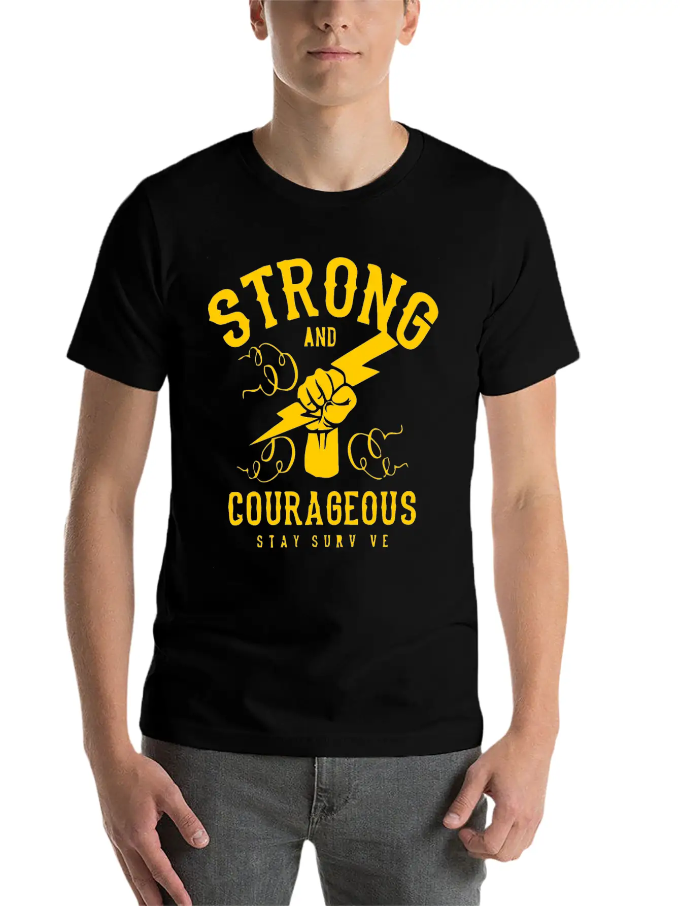 Strong And Courageous Unisex Casual T-Shirt – Clean Design For Daily Comfort