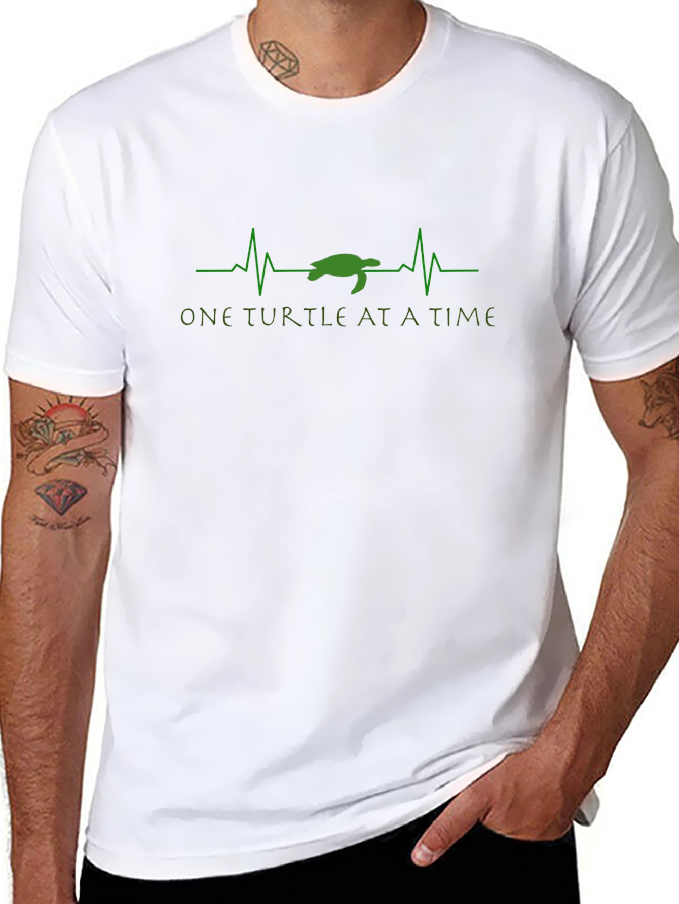 One Turtle At A Time Black Graphic Tee