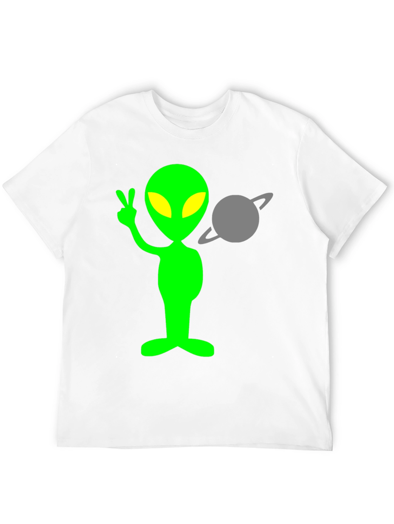 Alien Peace Sign T-Shirt - Black Cotton