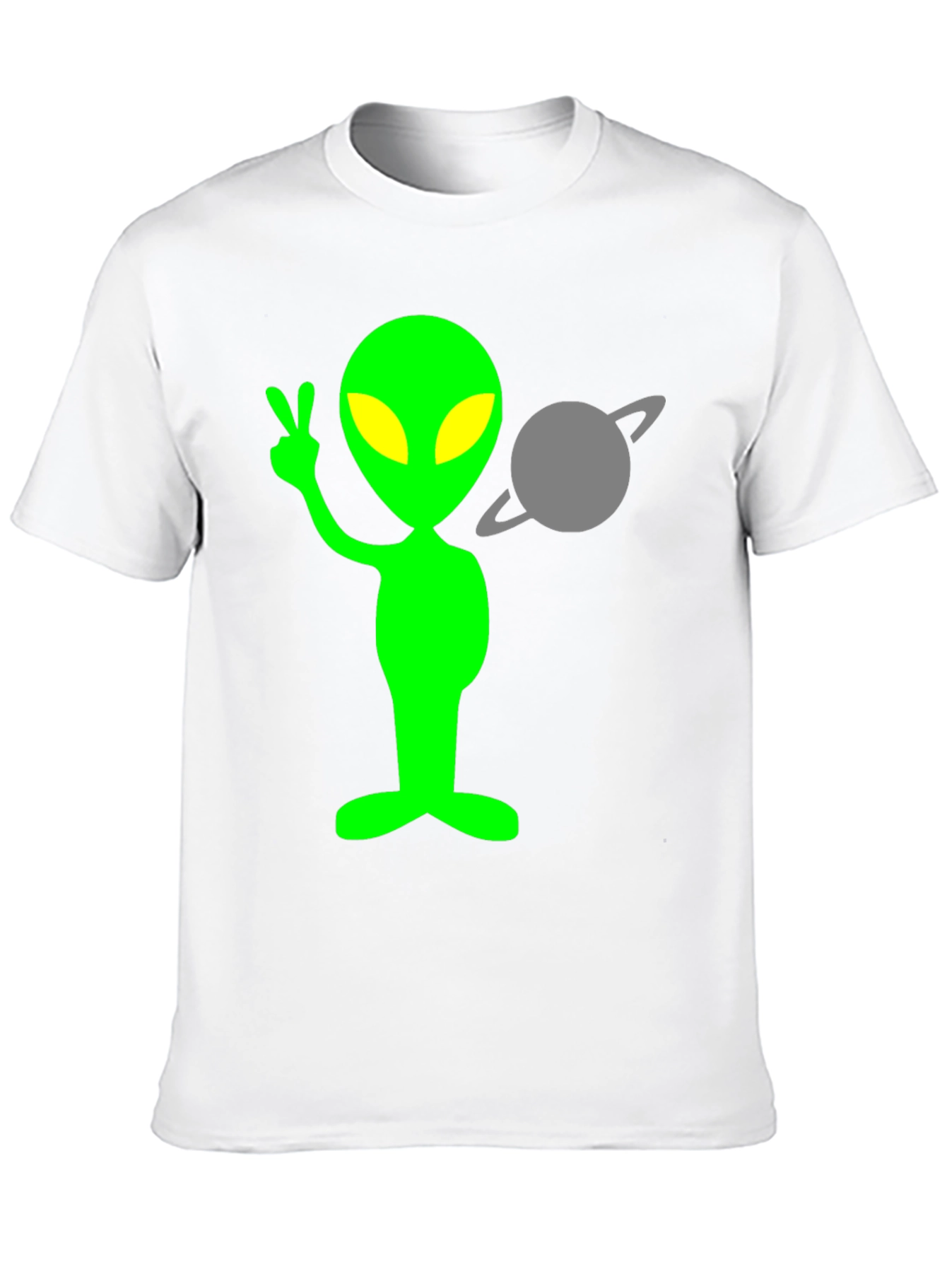 Alien Peace Sign T-Shirt - Black Cotton