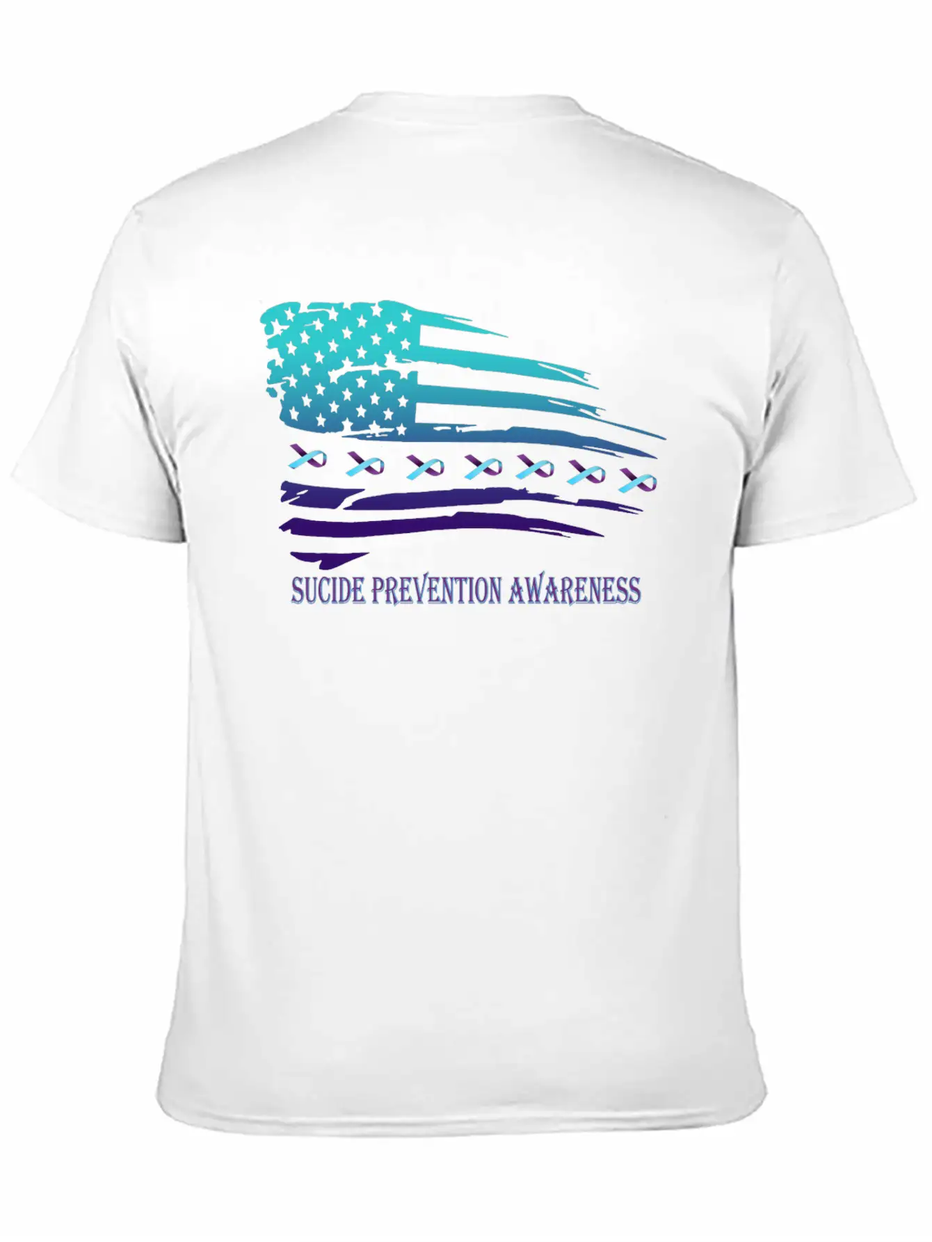 Suicide Prevention Awareness USA Flag Unisex Short Sleeve Soft Cotton T-Shirt – Casual Everyday Wear