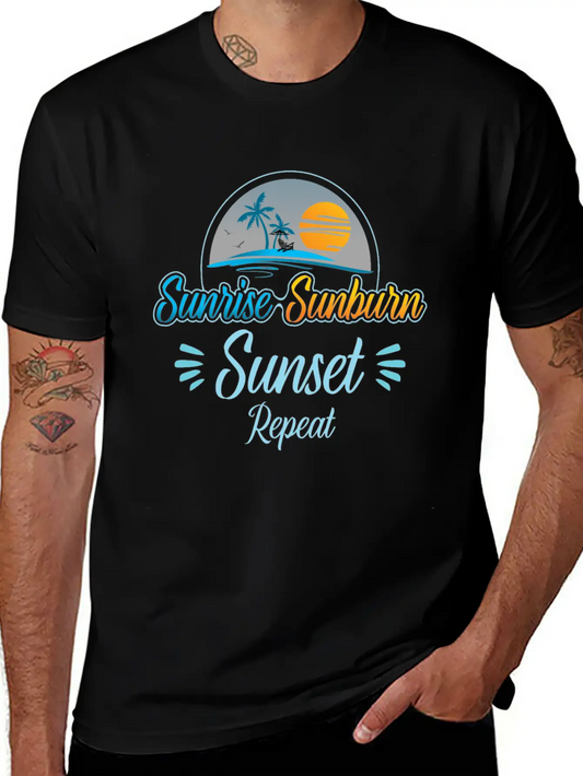 Summer, Beach & Sunrise Sunburn Sunset Repeat Stylish Everyday T-Shirt – Unisex Basic Cotton Tee