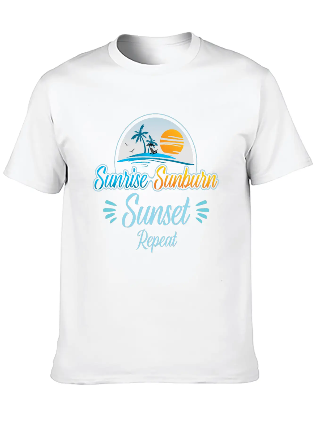 Summer, Beach & Sunrise Sunburn Sunset Repeat Stylish Everyday T-Shirt – Unisex Basic Cotton Tee