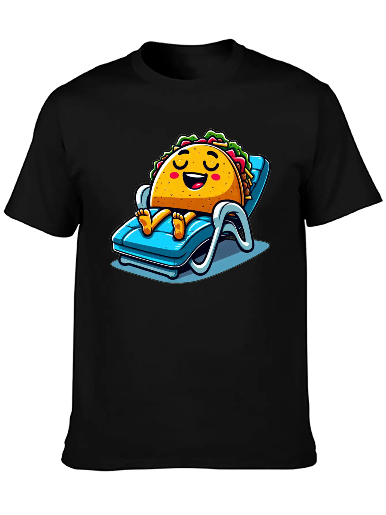 Summer Taco On Beach Sun Lounger Unisex Short Sleeve Soft Cotton T-Shirt – Casual Everyday Wear