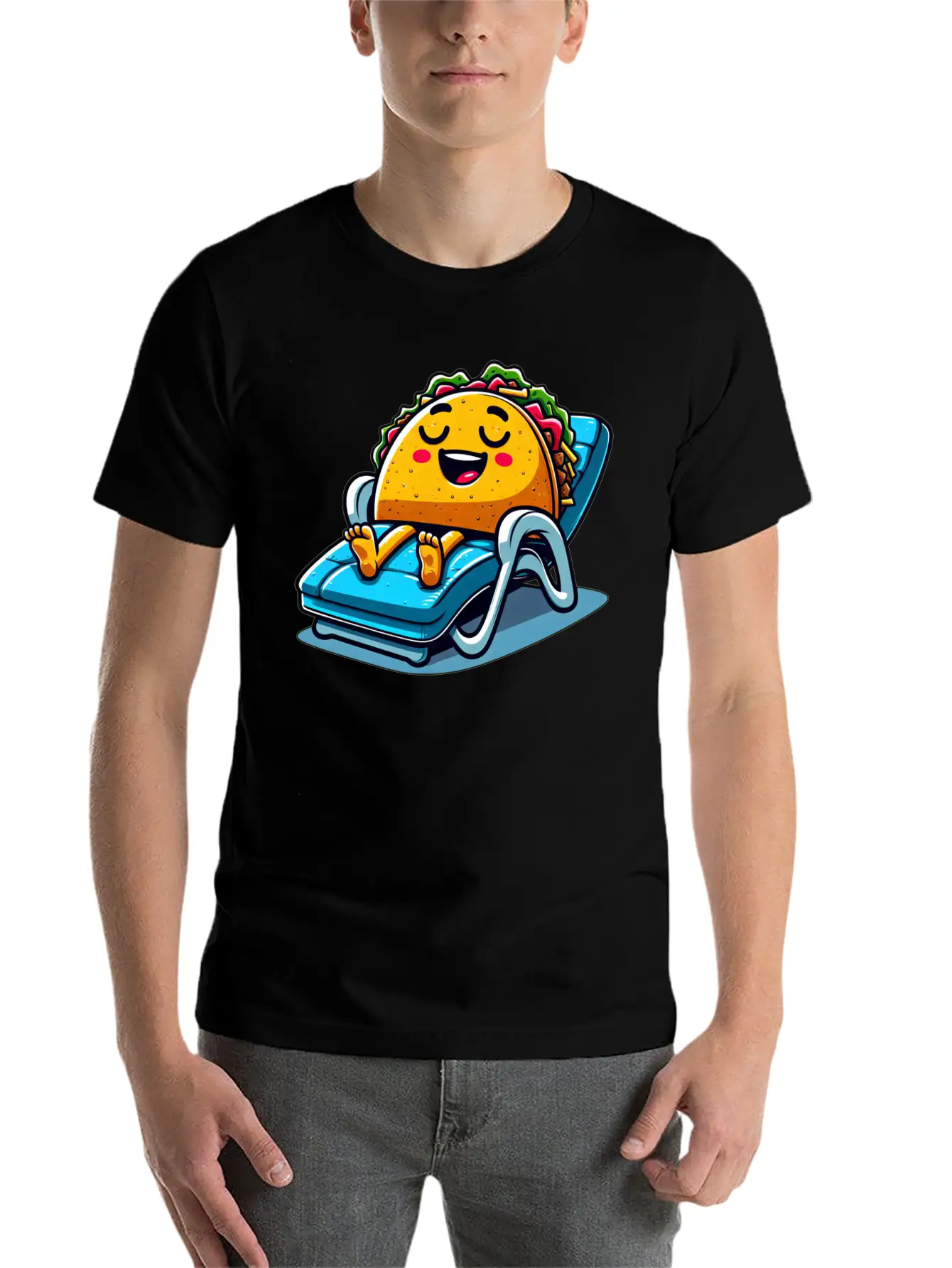 Summer Taco On Beach Sun Lounger Unisex Short Sleeve Soft Cotton T-Shirt – Casual Everyday Wear