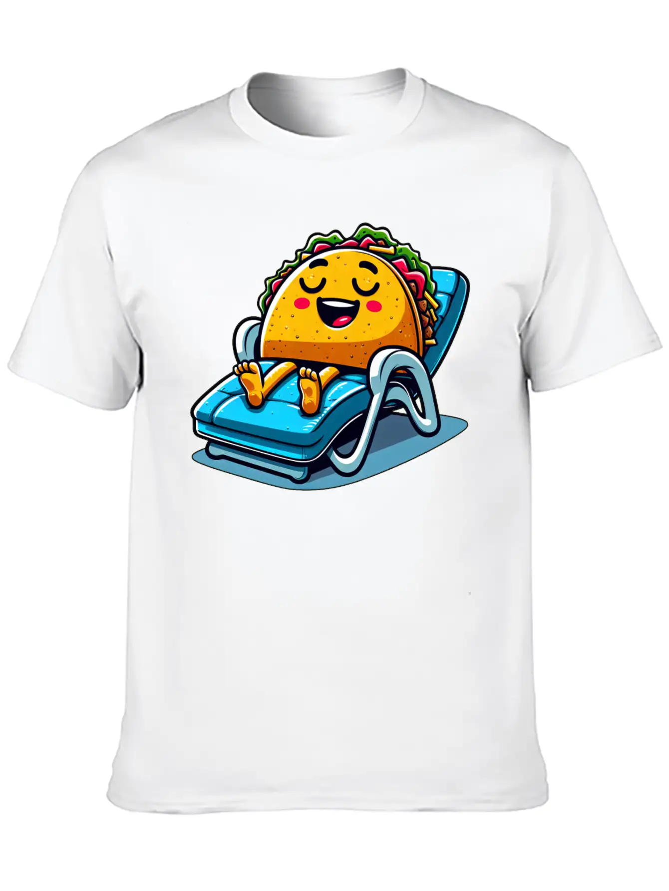 Summer Taco On Beach Sun Lounger Unisex Short Sleeve Soft Cotton T-Shirt – Casual Everyday Wear