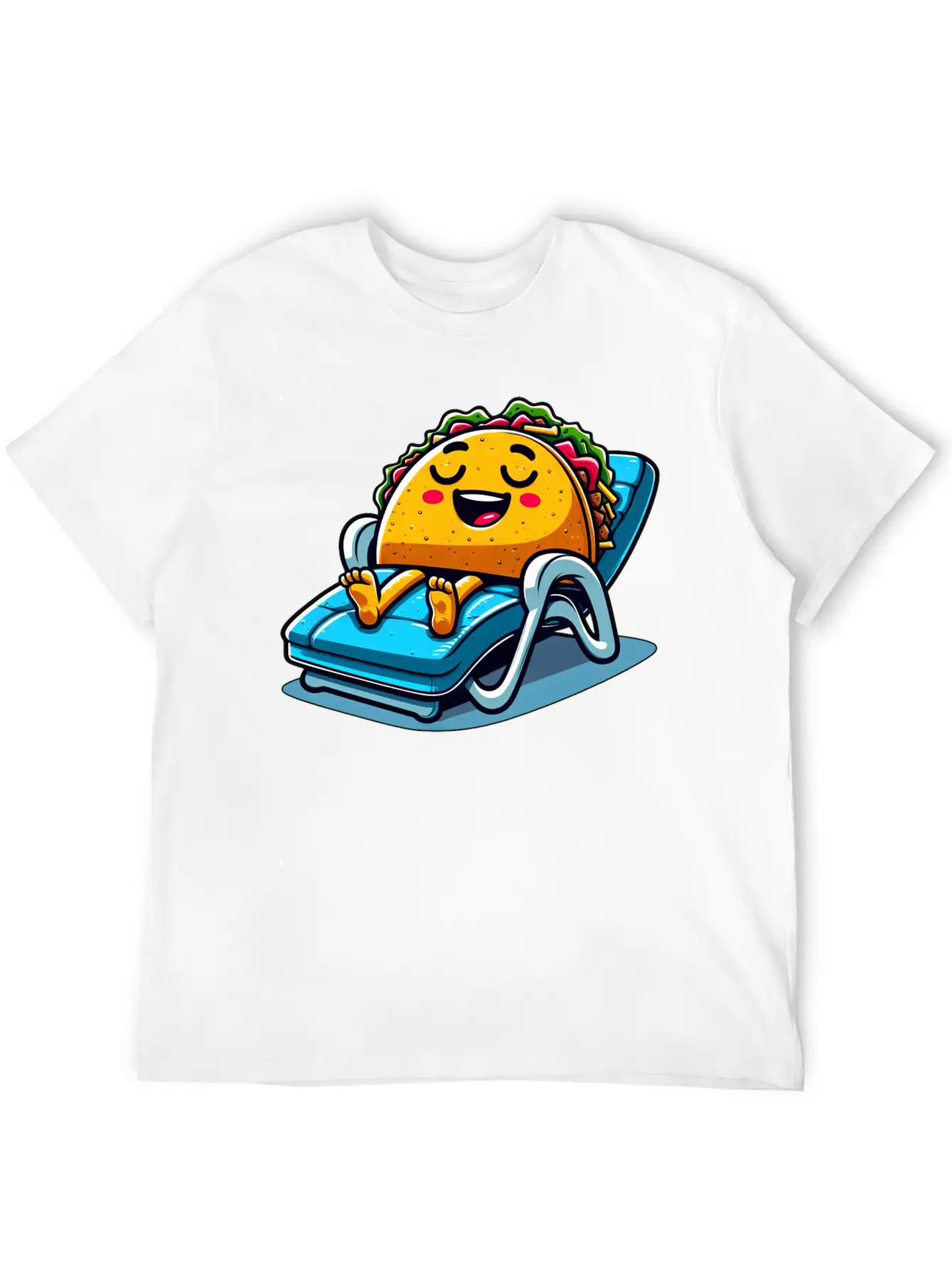 Summer Taco On Beach Sun Lounger Unisex Short Sleeve Soft Cotton T-Shirt – Casual Everyday Wear