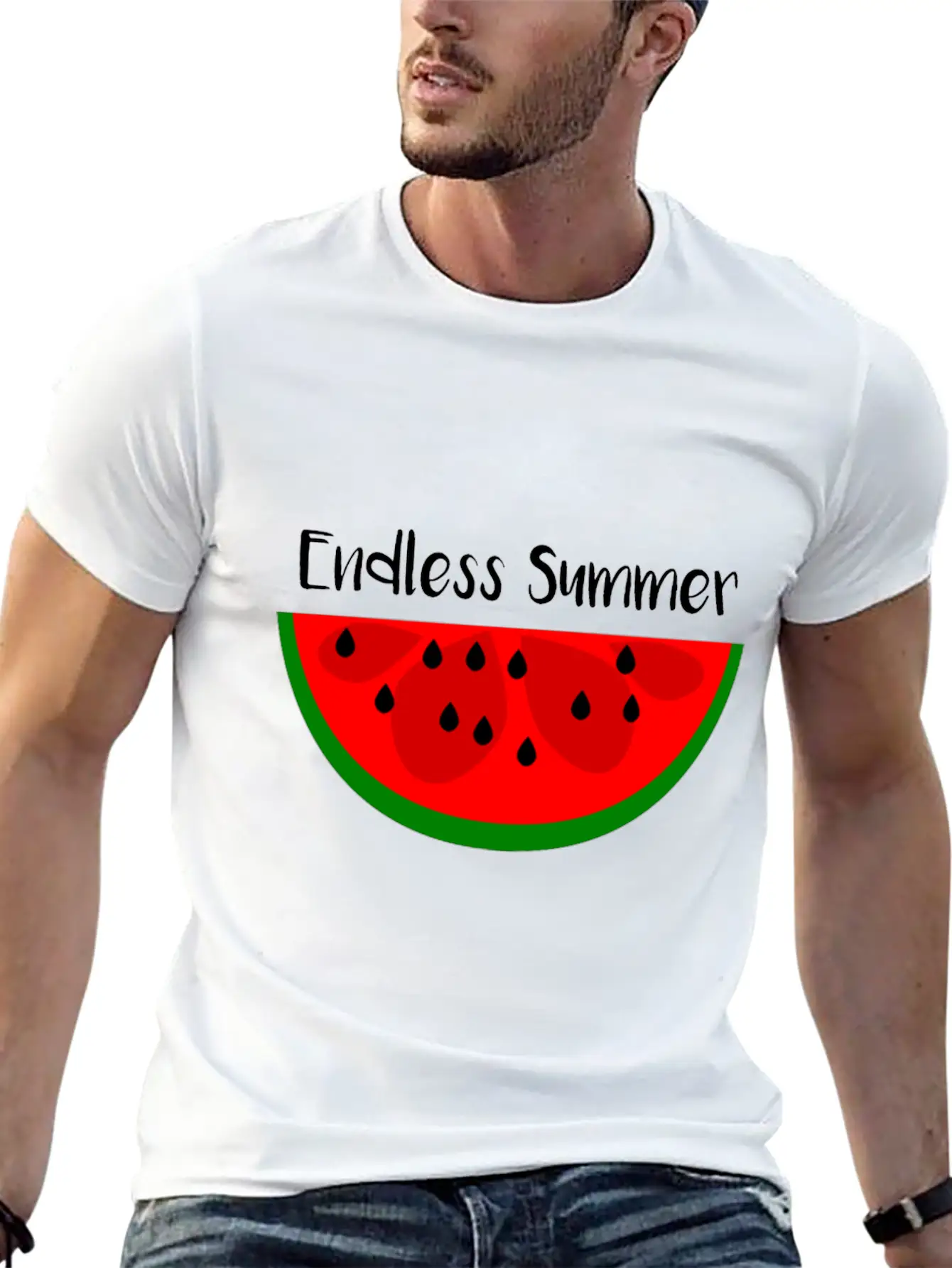 Summer Watermelon Endless Summer Unisex Short Sleeve Soft Cotton T-Shirt – Casual Everyday Wear