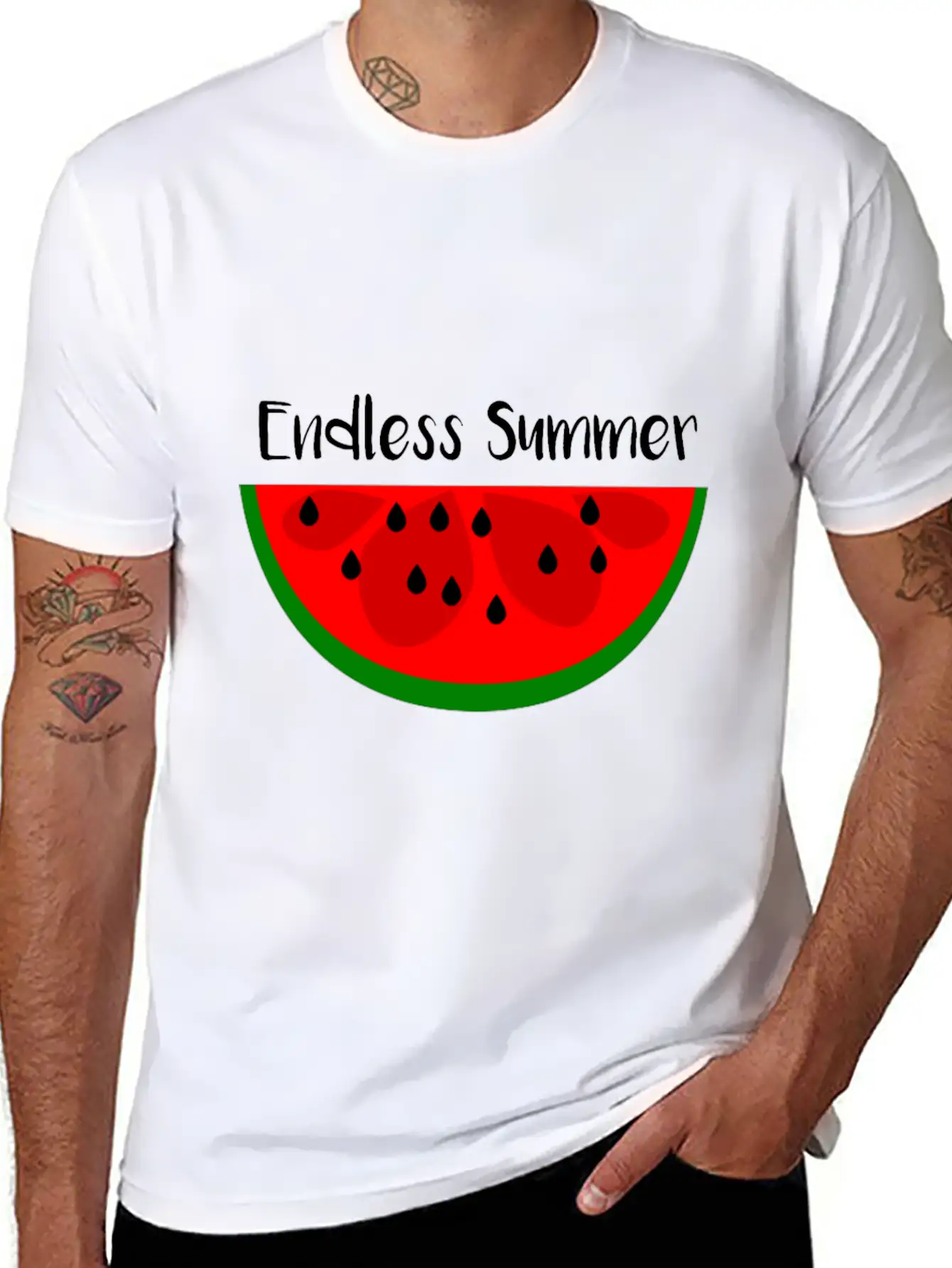 Summer Watermelon Endless Summer Unisex Short Sleeve Soft Cotton T-Shirt – Casual Everyday Wear