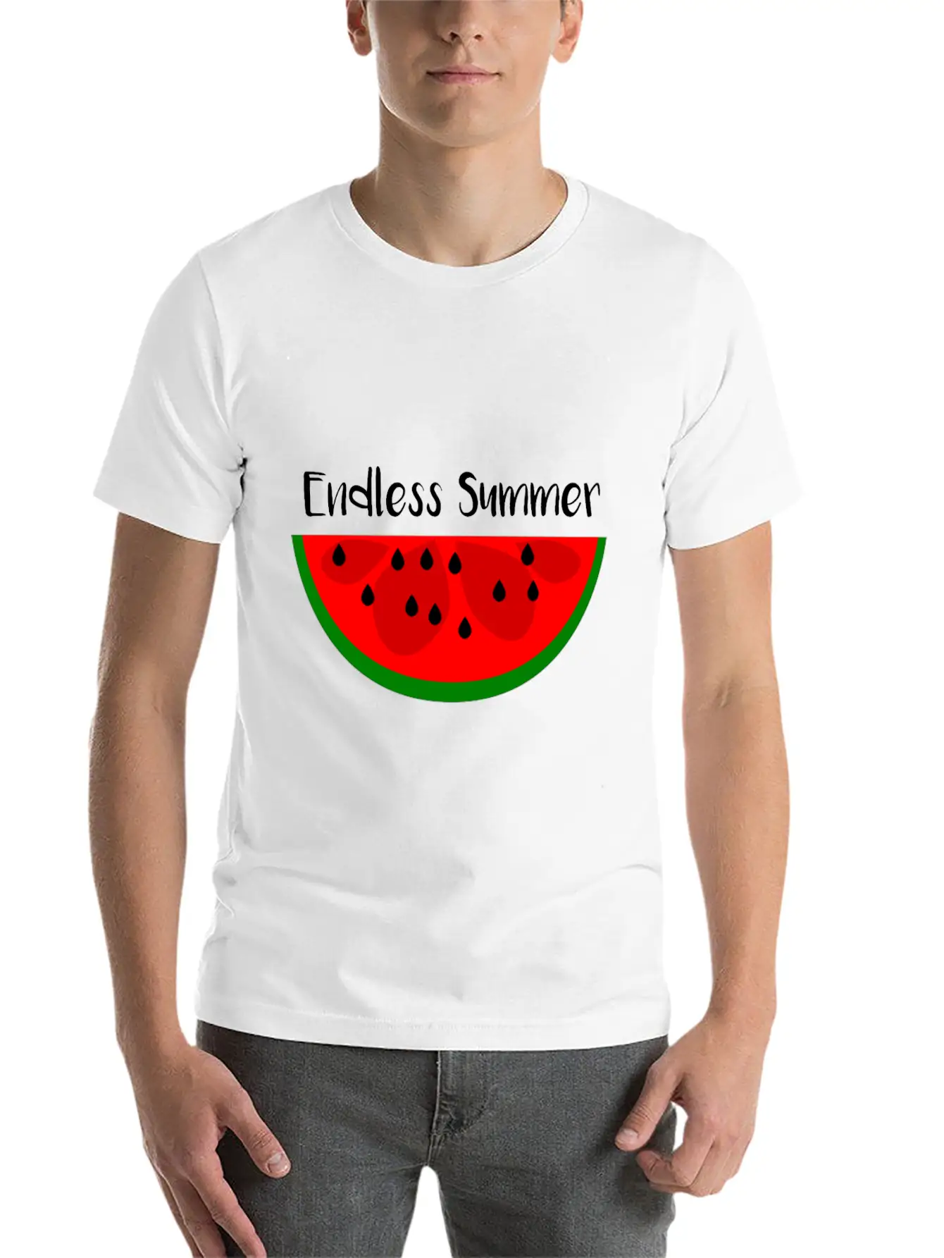 Summer Watermelon Endless Summer Unisex Short Sleeve Soft Cotton T-Shirt – Casual Everyday Wear