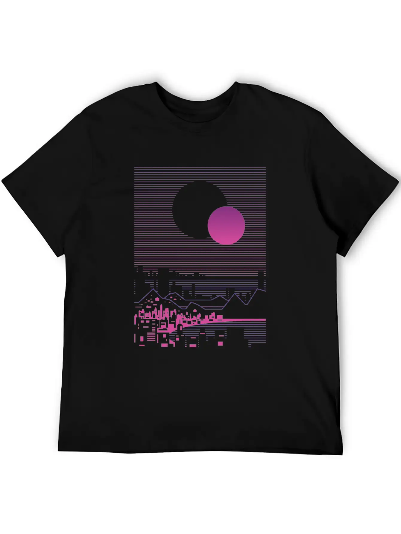 Sun And Moon Lineal Landscape Timeless Short Sleeve Tee – Comfy And Minimalist Design