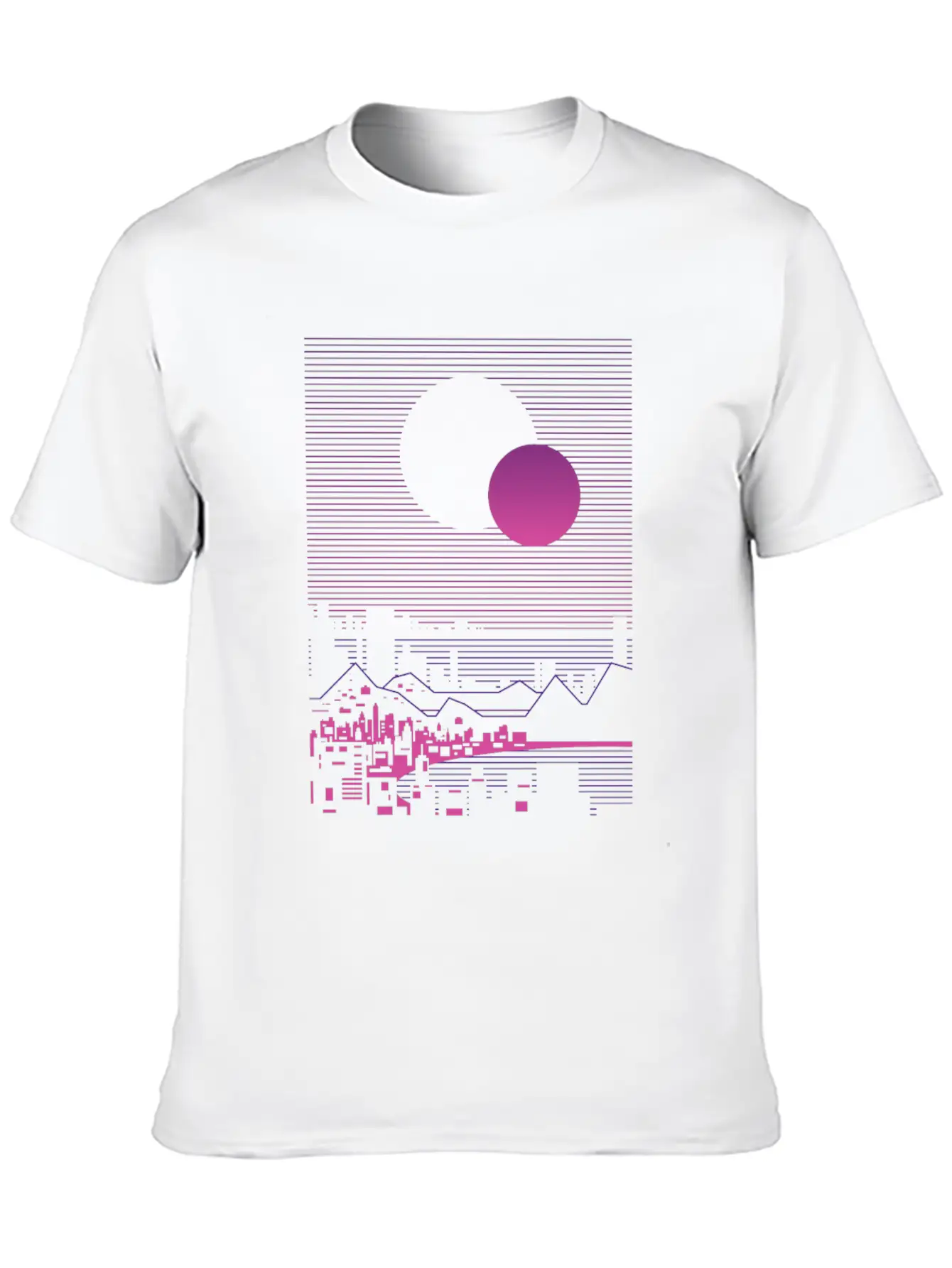 Sun And Moon Lineal Landscape Timeless Short Sleeve Tee – Comfy And Minimalist Design