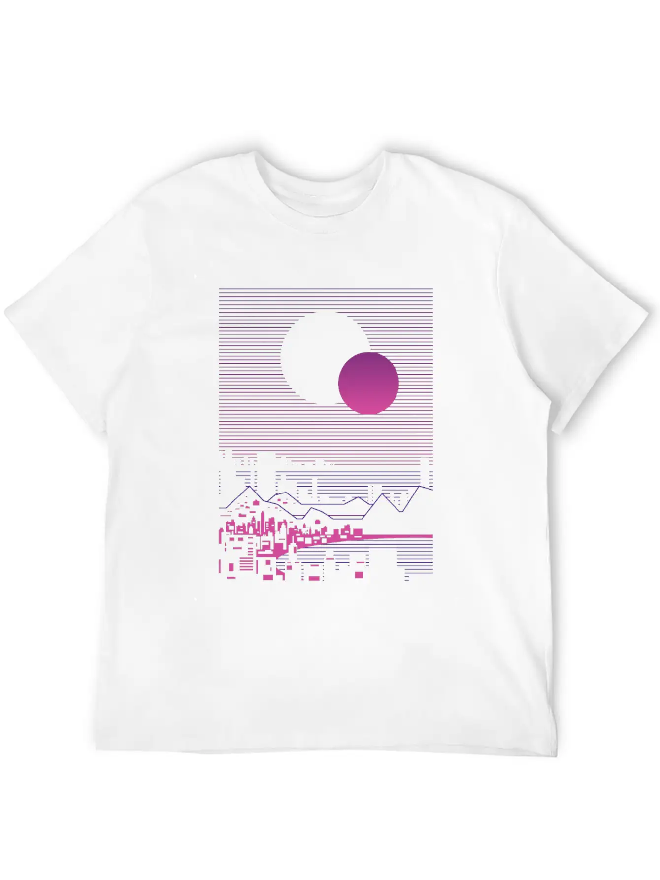 Sun And Moon Lineal Landscape Timeless Short Sleeve Tee – Comfy And Minimalist Design