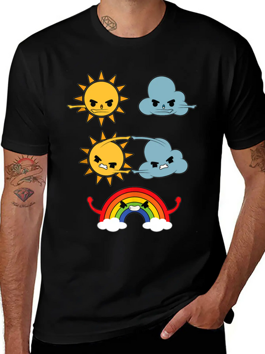 Sun Cloud Rainbow Timeless Short Sleeve Tee – Comfy And Minimalist Design