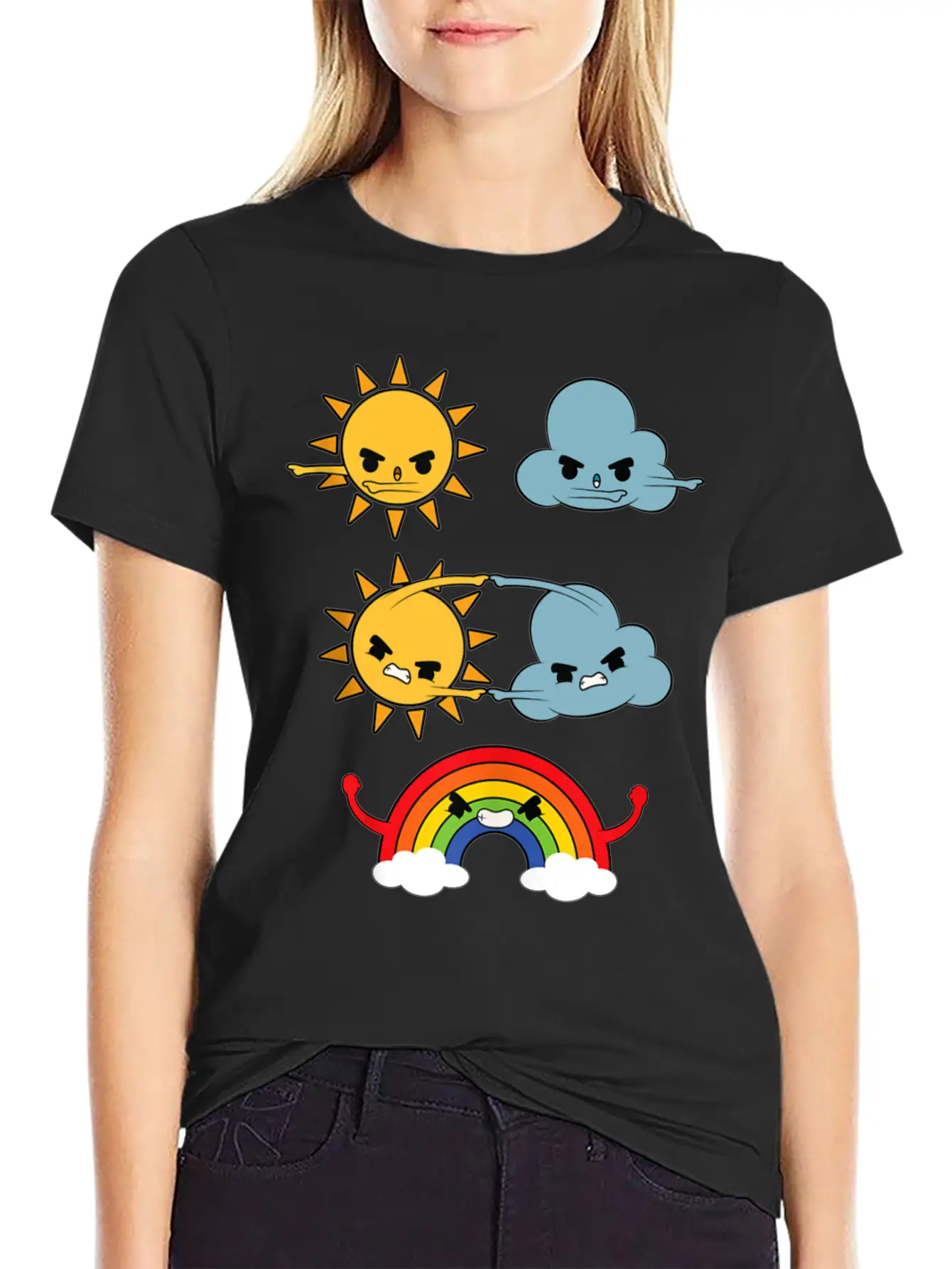 Sun Cloud Rainbow Timeless Short Sleeve Tee – Comfy And Minimalist Design