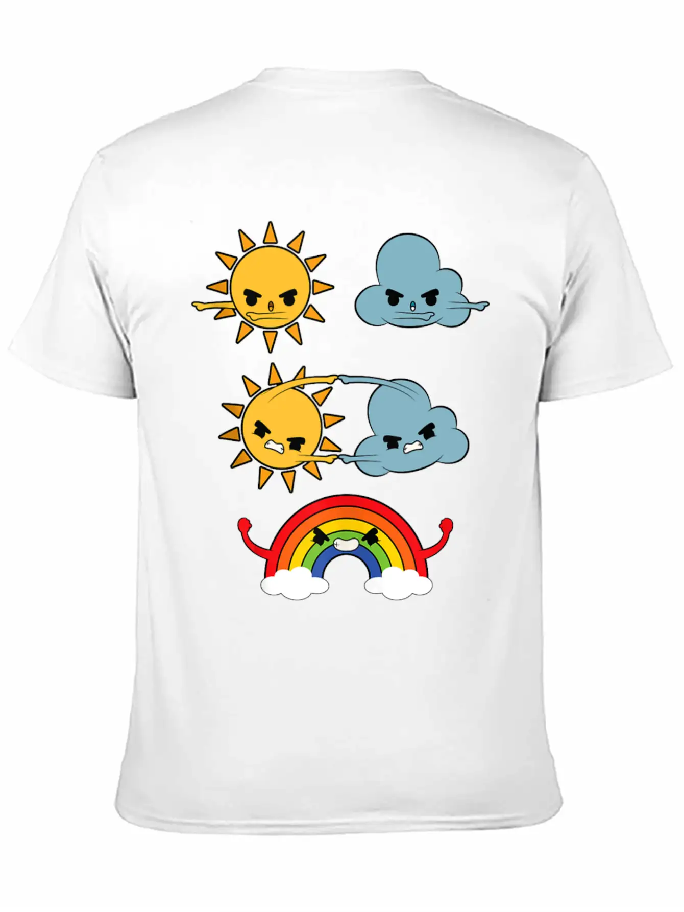 Sun Cloud Rainbow Timeless Short Sleeve Tee – Comfy And Minimalist Design