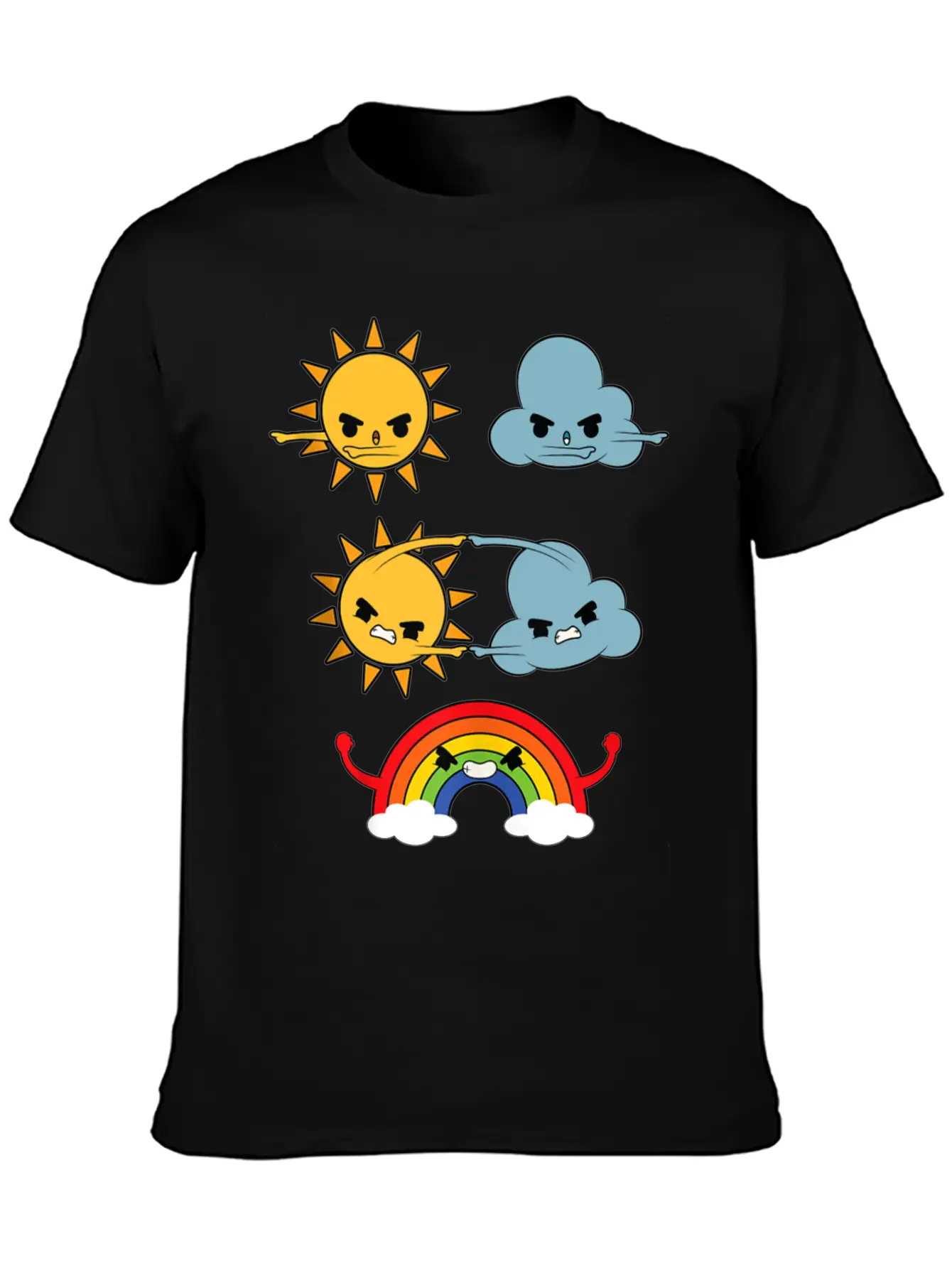 Sun Cloud Rainbow Timeless Short Sleeve Tee – Comfy And Minimalist Design