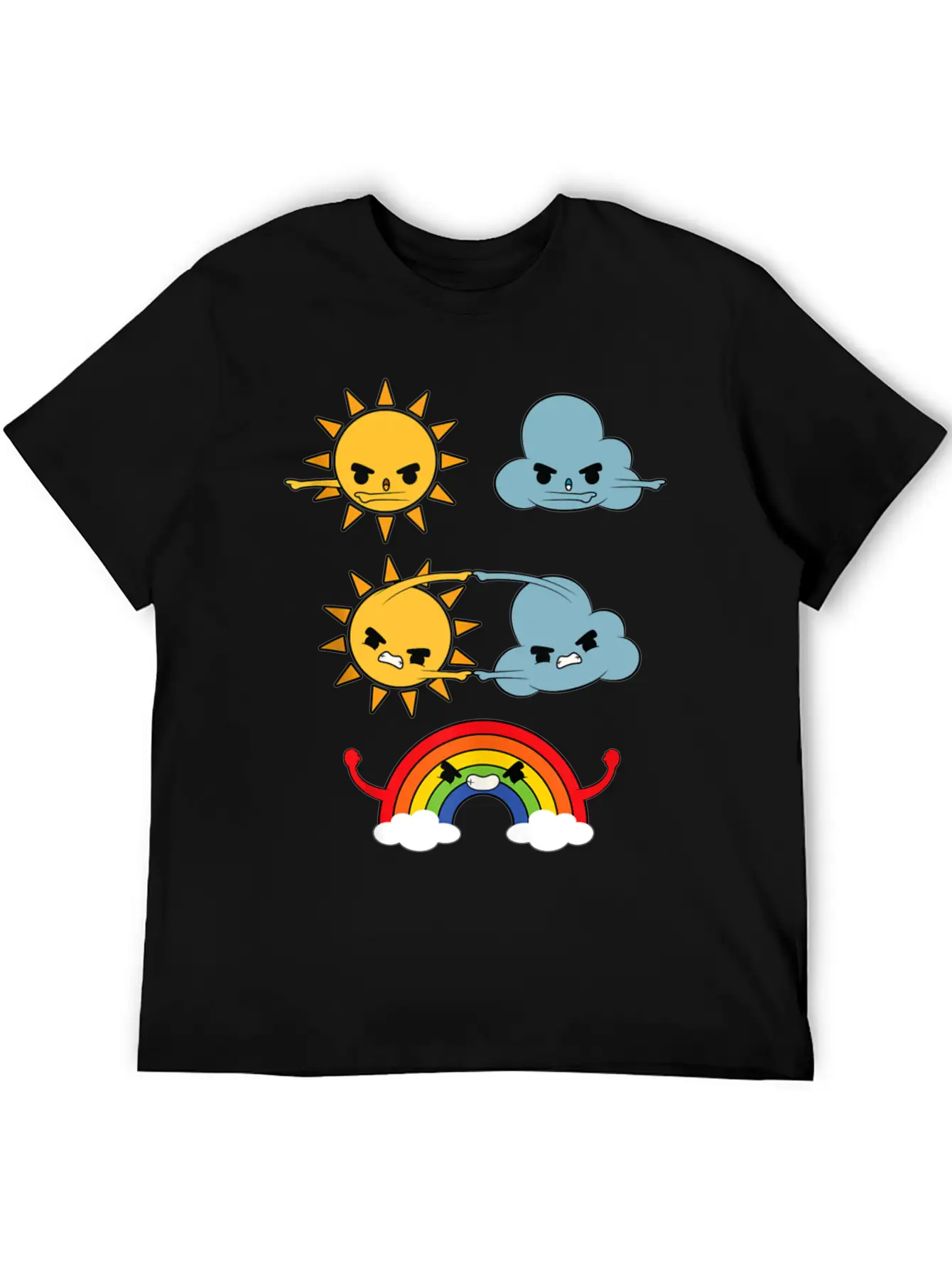 Sun Cloud Rainbow Timeless Short Sleeve Tee – Comfy And Minimalist Design