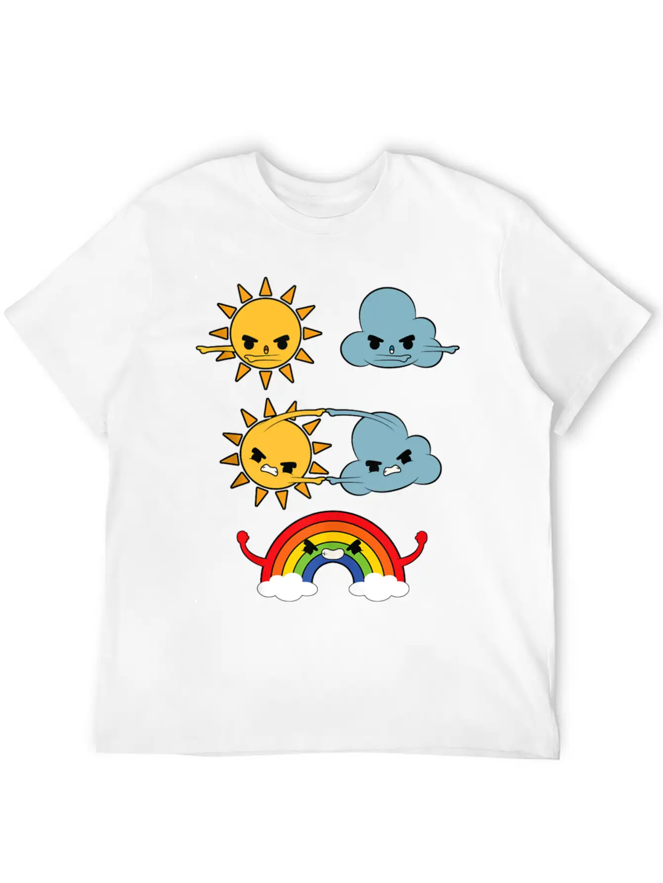 Sun Cloud Rainbow Timeless Short Sleeve Tee – Comfy And Minimalist Design