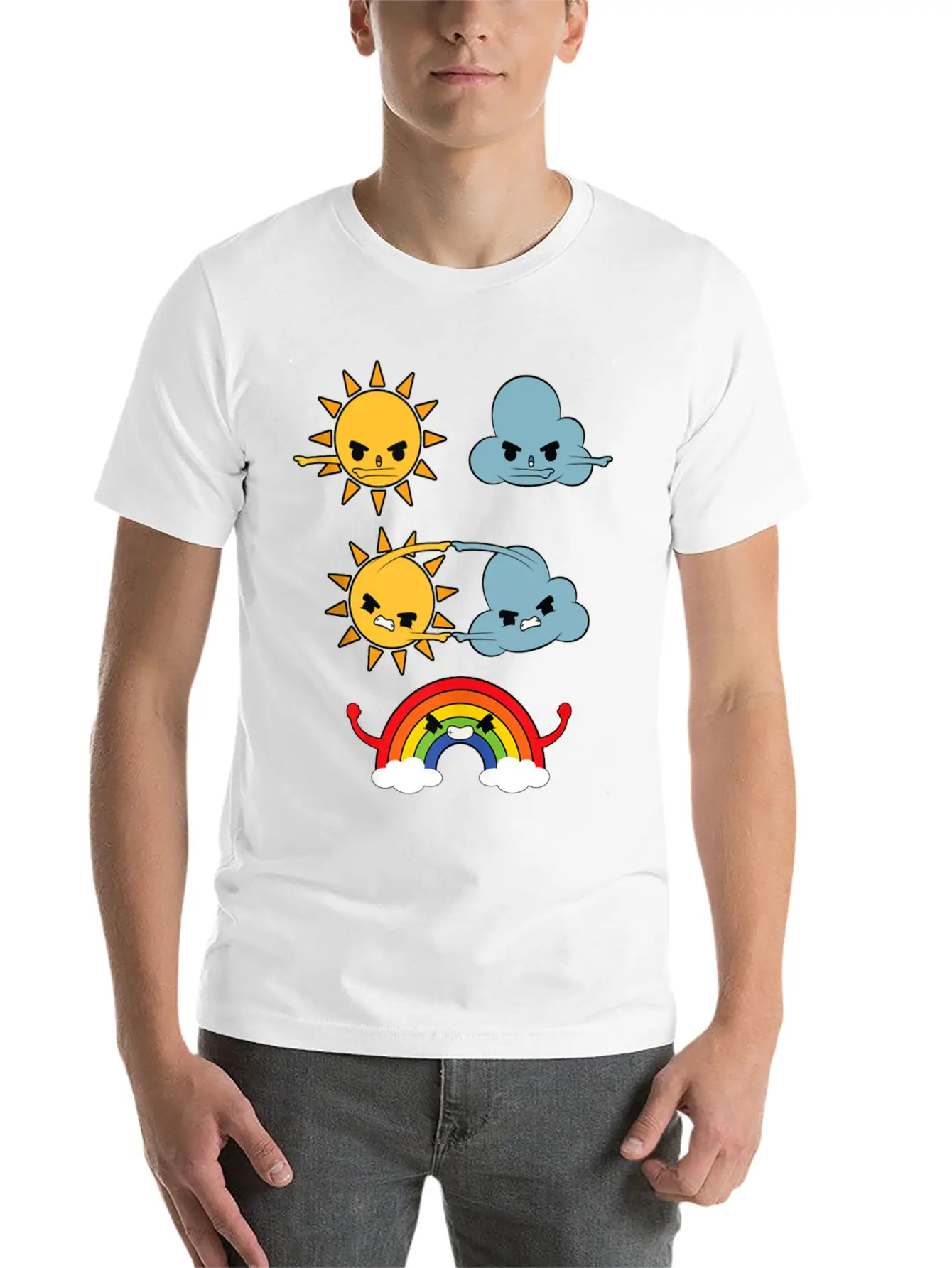Sun Cloud Rainbow Timeless Short Sleeve Tee – Comfy And Minimalist Design