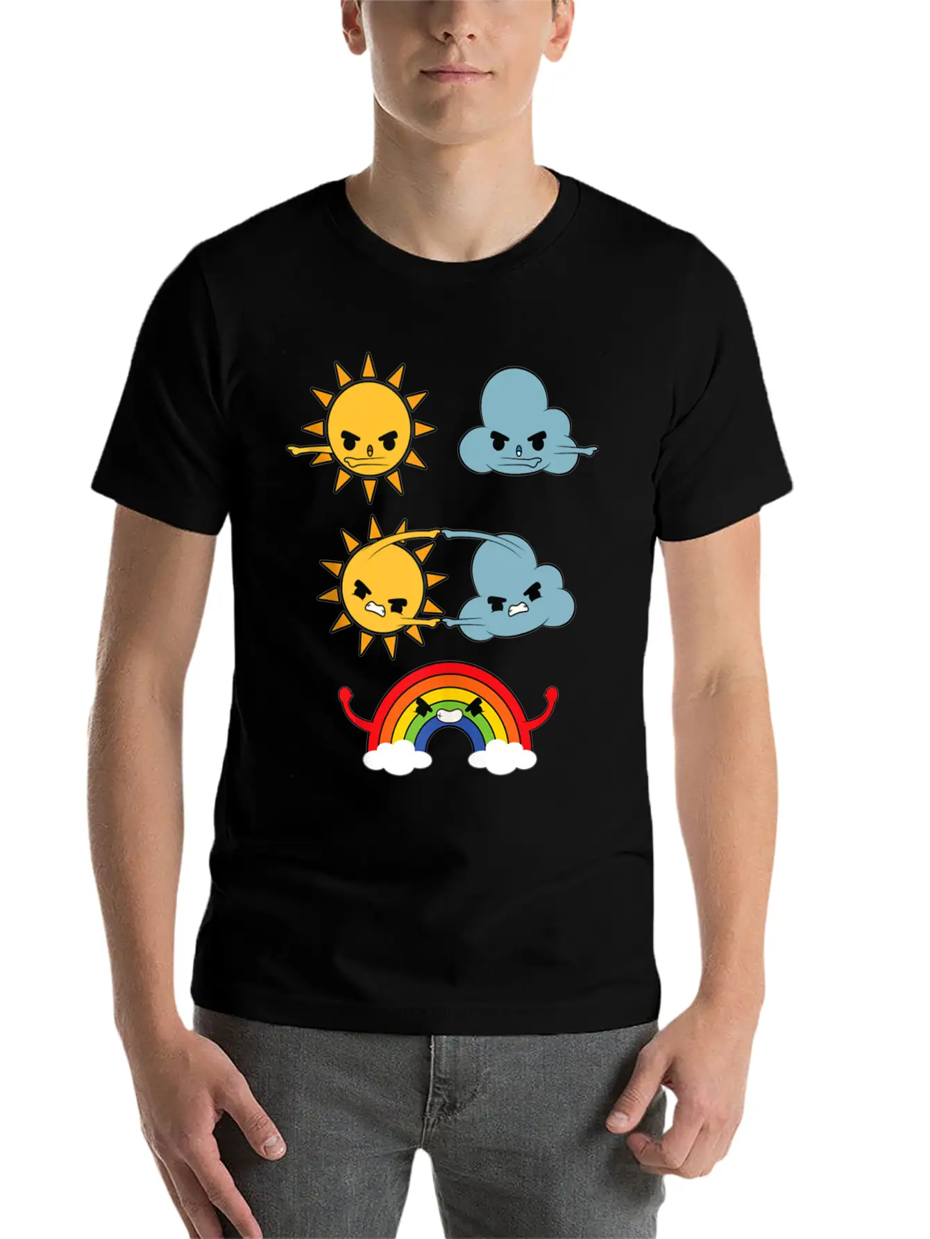 Sun Cloud Rainbow Timeless Short Sleeve Tee – Comfy And Minimalist Design