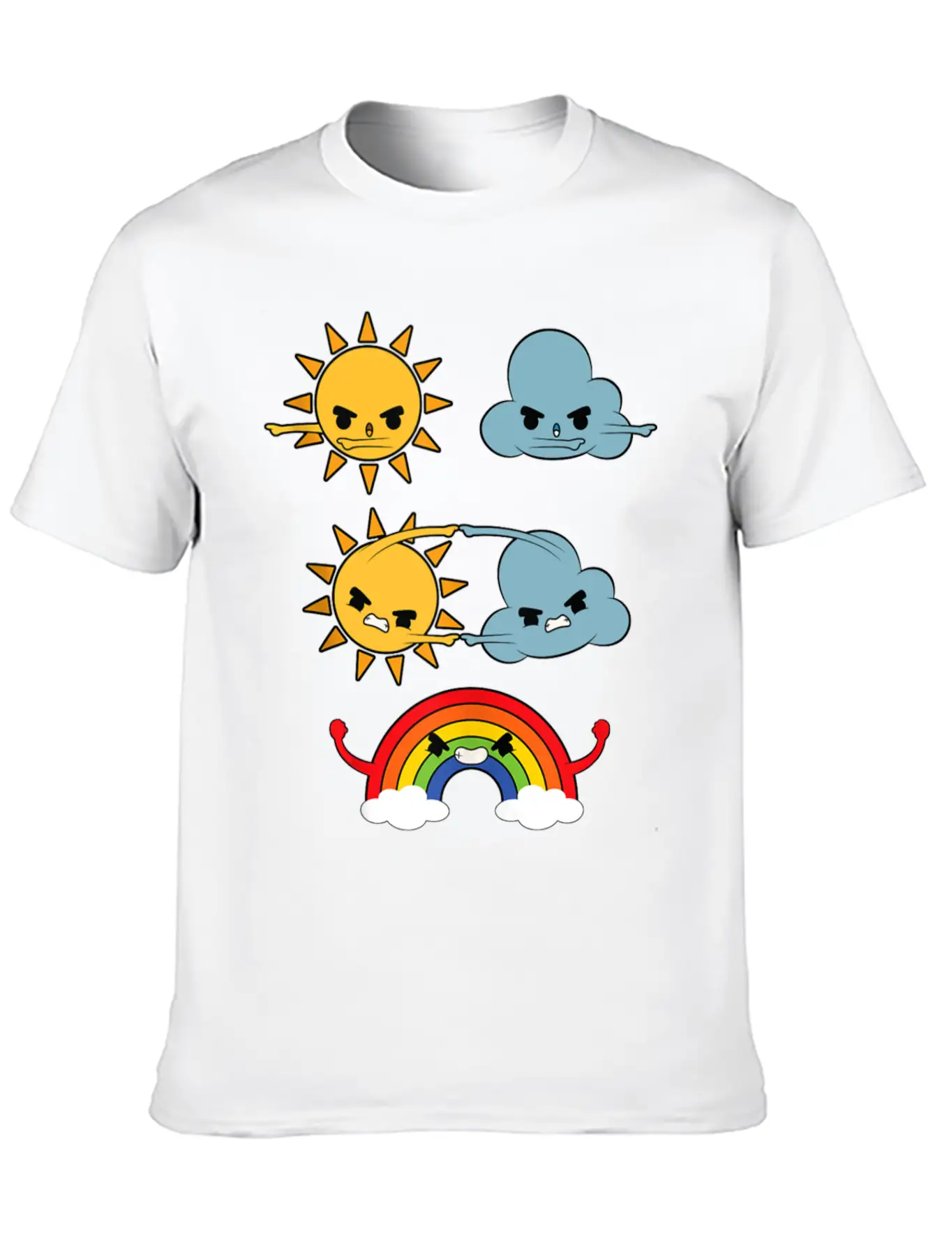 Sun Cloud Rainbow Timeless Short Sleeve Tee – Comfy And Minimalist Design