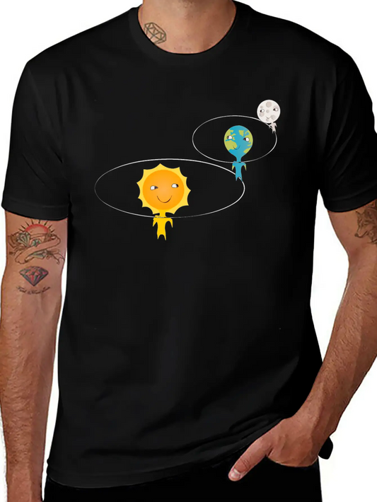 Sun, Earth And Moon Basic Graphic T-Shirt – Daily Comfort In Soft Cotton