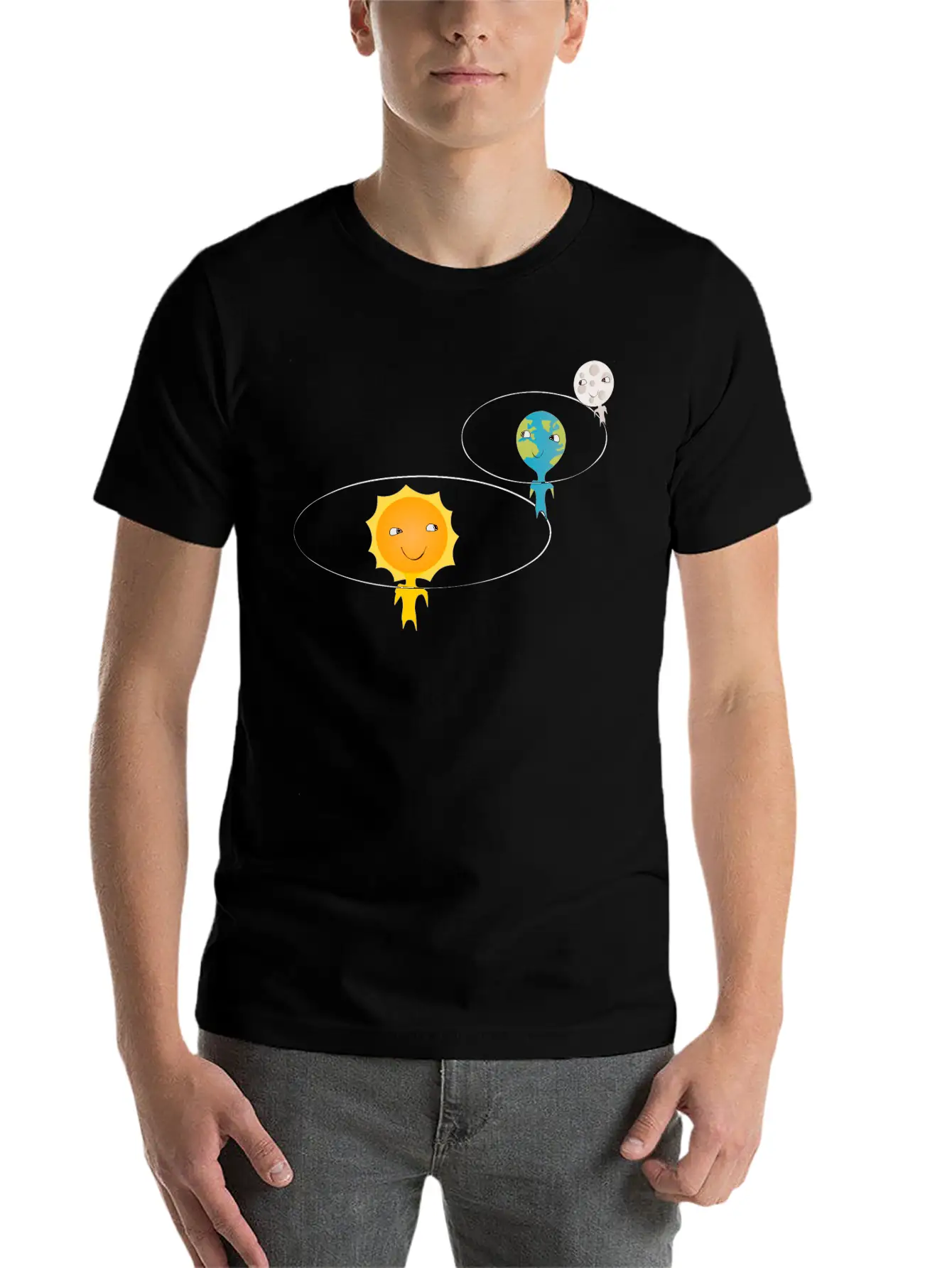 Sun, Earth And Moon Basic Graphic T-Shirt – Daily Comfort In Soft Cotton