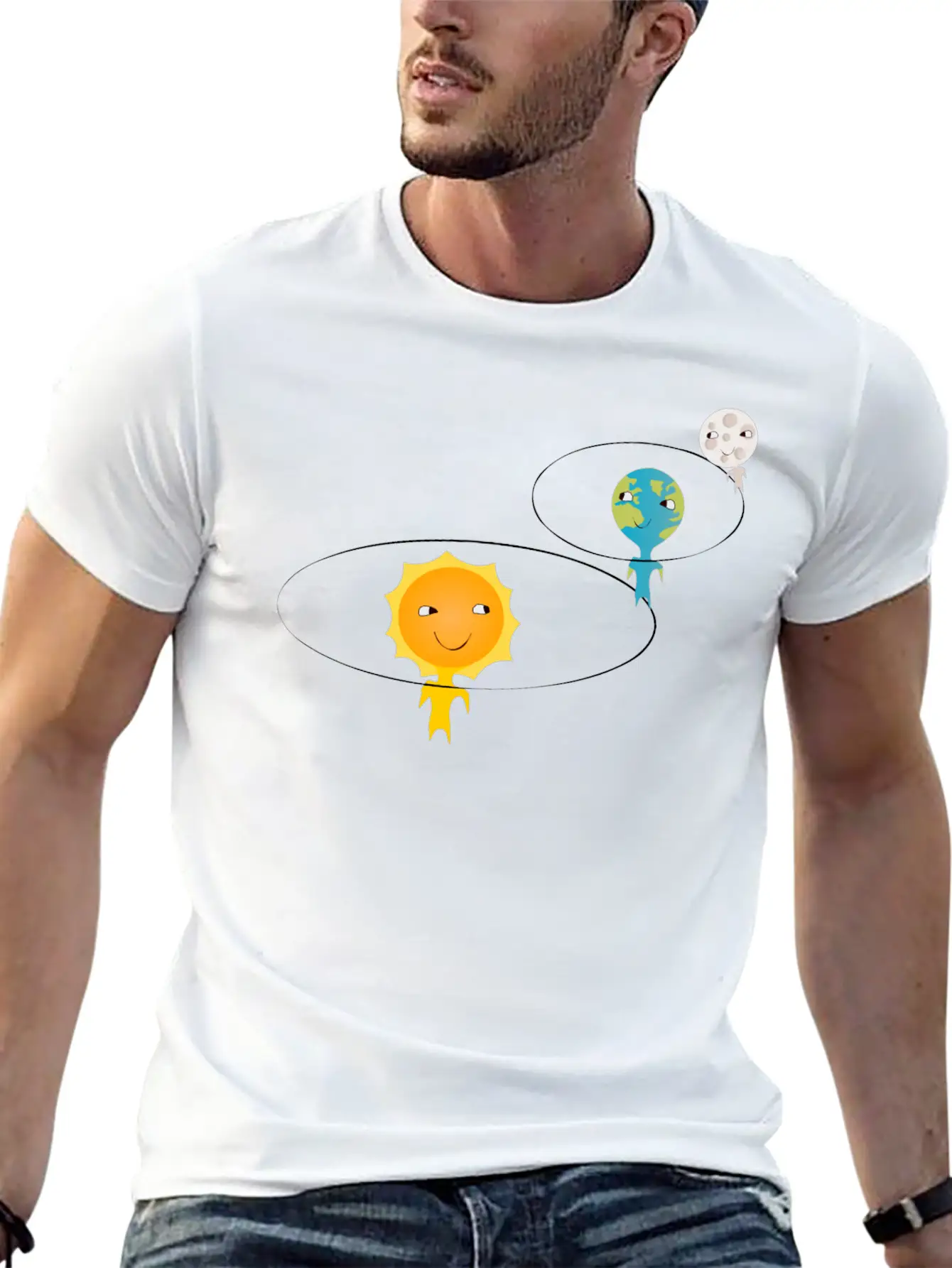 Sun, Earth And Moon Basic Graphic T-Shirt – Daily Comfort In Soft Cotton