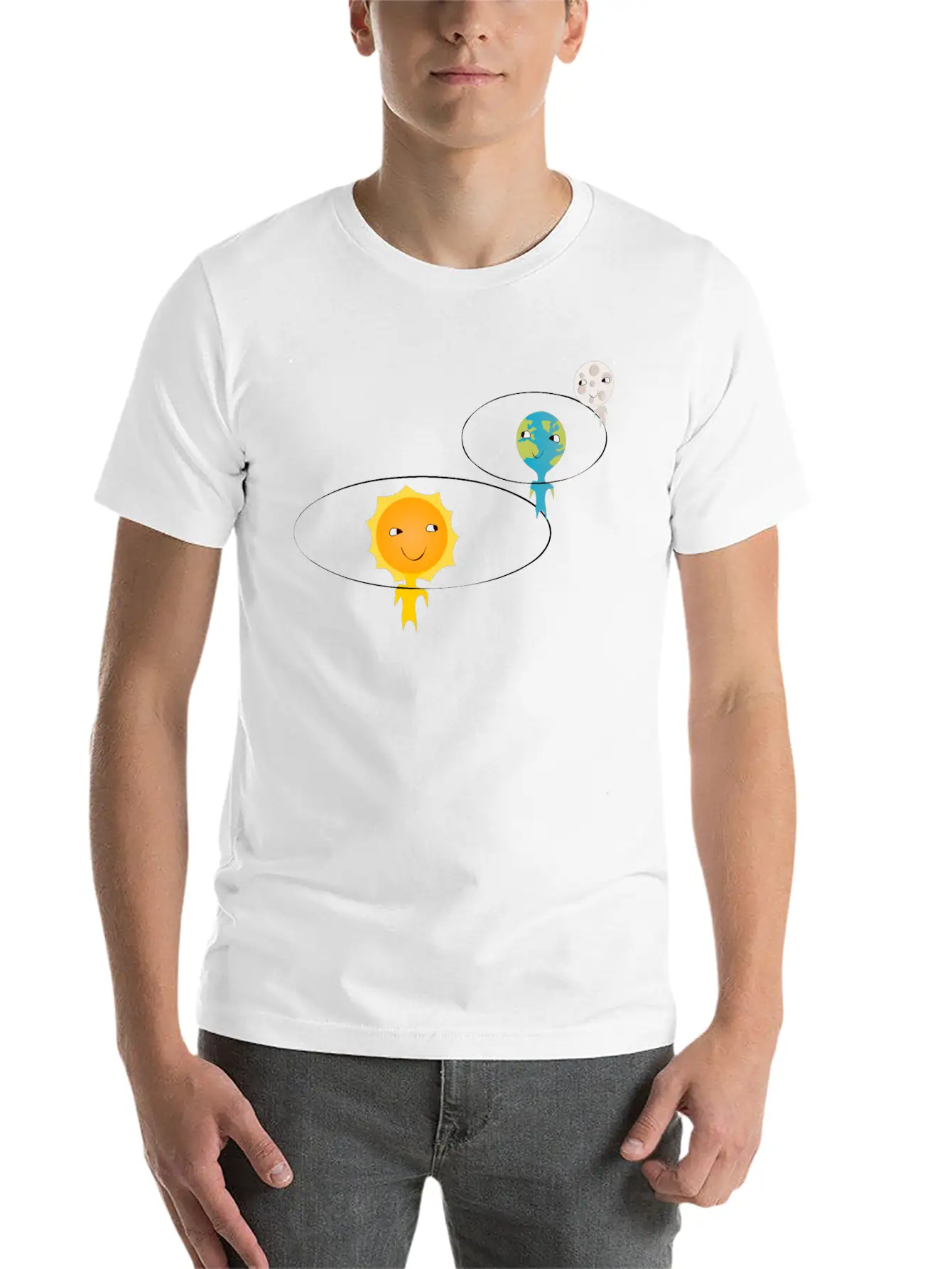 Sun, Earth And Moon Basic Graphic T-Shirt – Daily Comfort In Soft Cotton