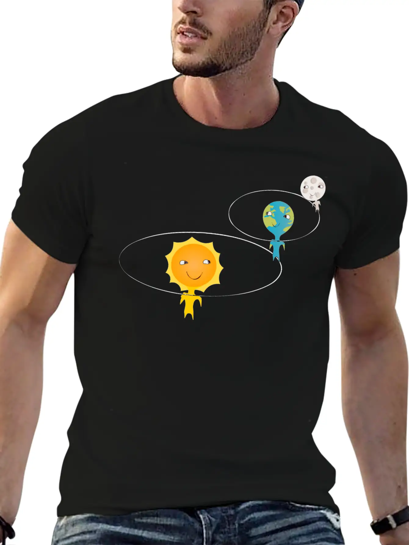 Sun, Earth And Moon Basic Graphic T-Shirt – Daily Comfort In Soft Cotton