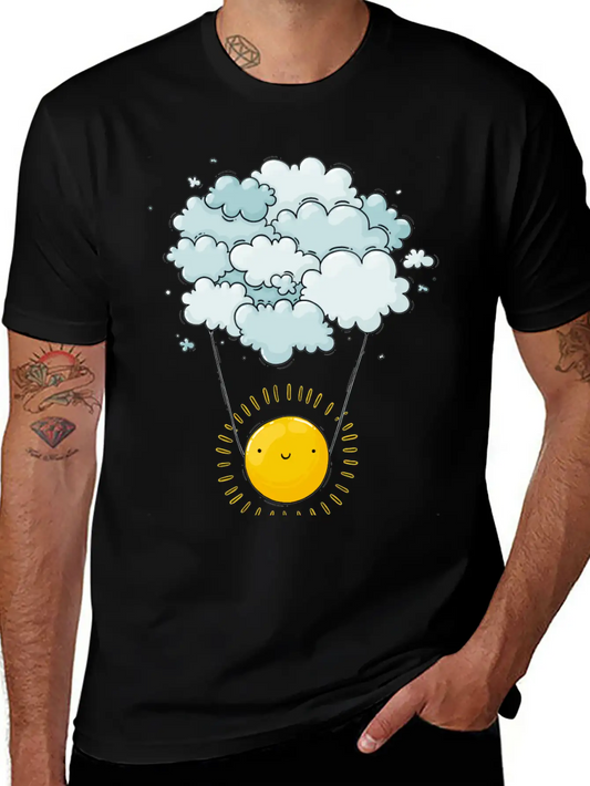 Sun On Clouds Comfortable Minimalist Graphic Tee – Summer Style Essential