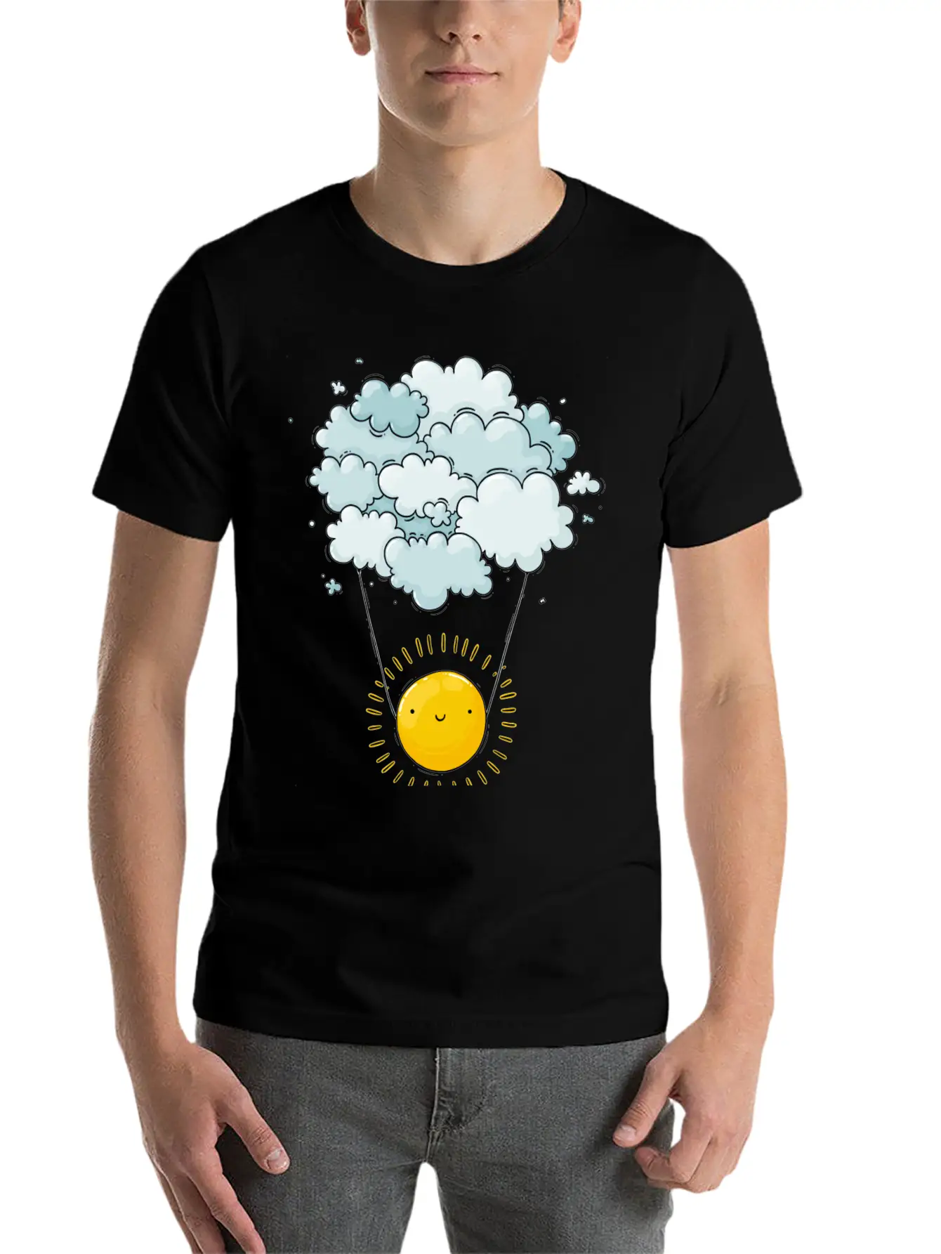 Sun On Clouds Comfortable Minimalist Graphic Tee – Summer Style Essential