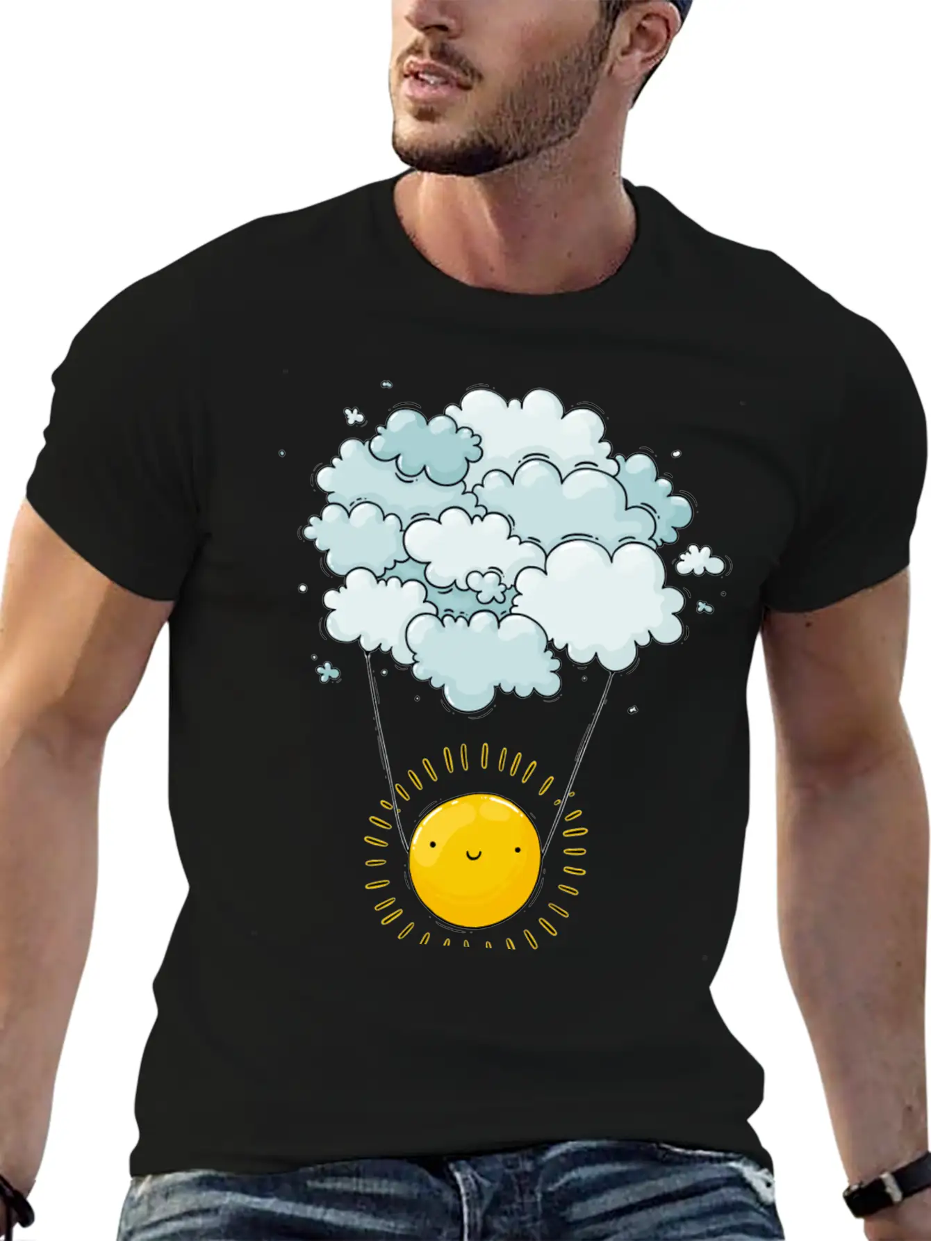Sun On Clouds Comfortable Minimalist Graphic Tee – Summer Style Essential