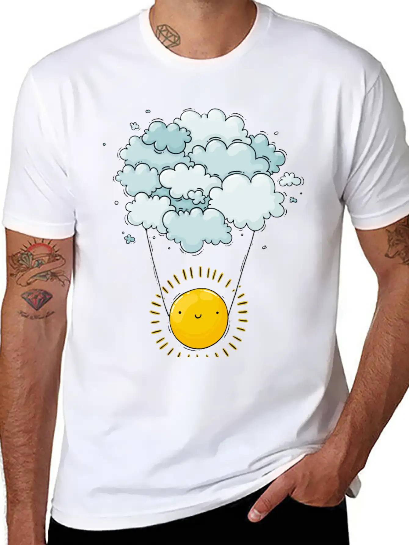Sun On Clouds Comfortable Minimalist Graphic Tee – Summer Style Essential