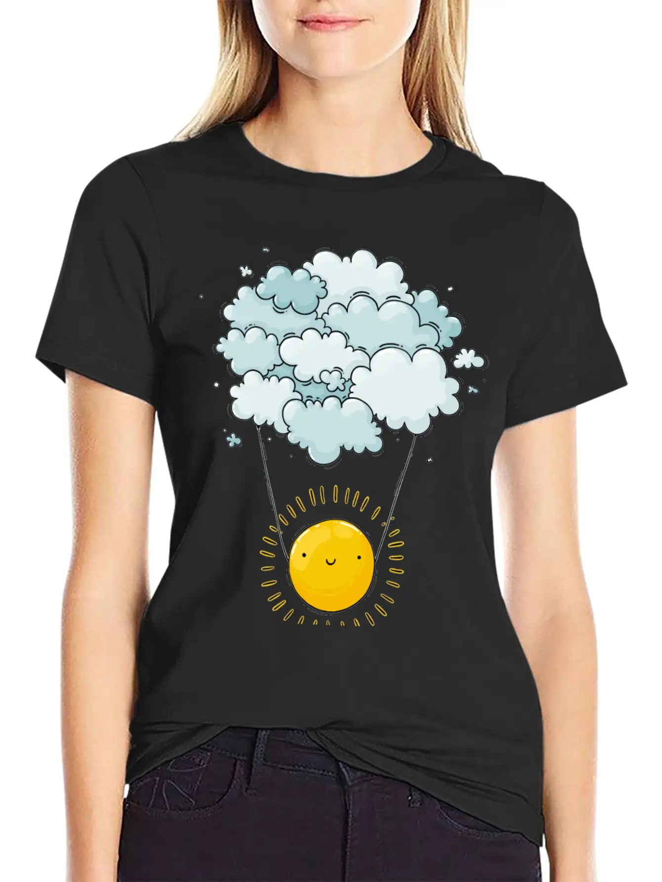 Sun On Clouds Comfortable Minimalist Graphic Tee – Summer Style Essential