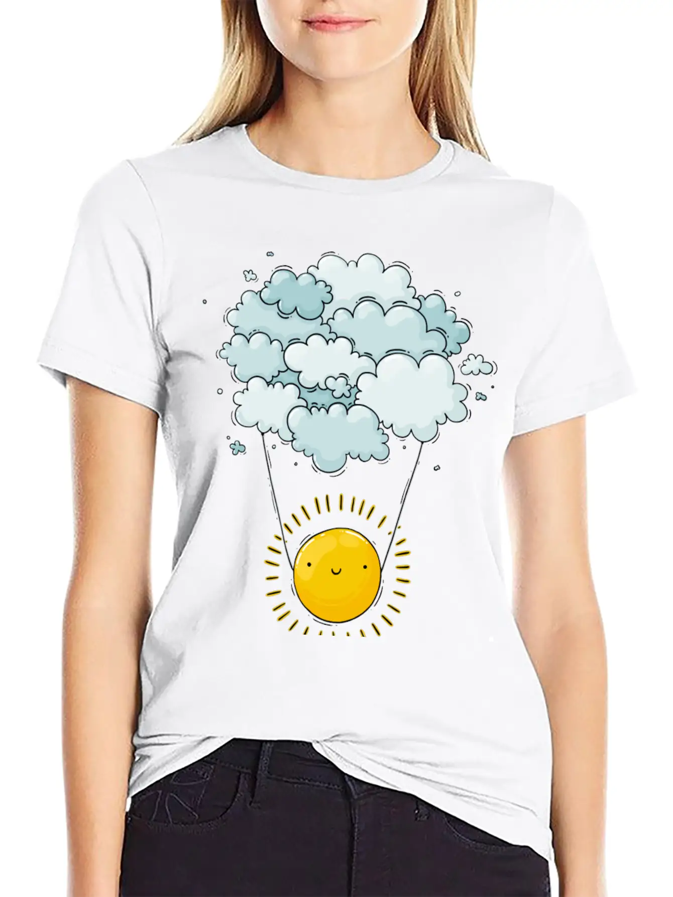 Sun On Clouds Comfortable Minimalist Graphic Tee – Summer Style Essential