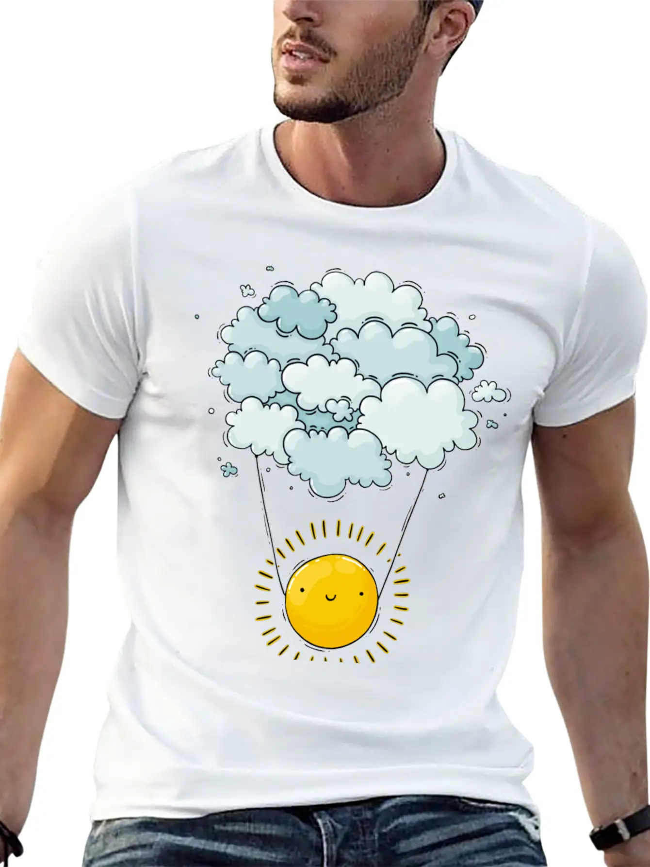 Sun On Clouds Comfortable Minimalist Graphic Tee – Summer Style Essential