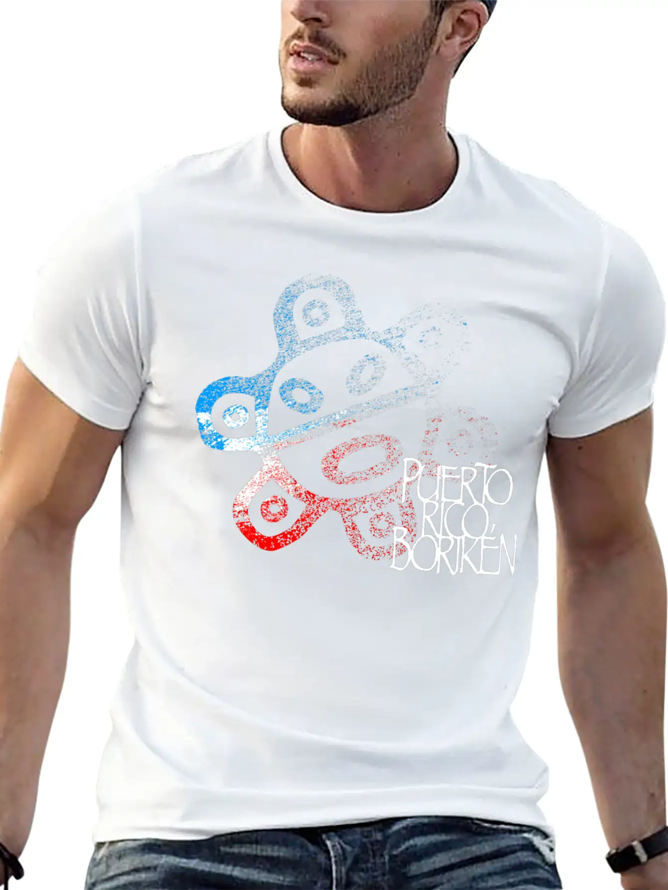 Sun Taino Puerto Rico Flag Colors Grunge Style Essential Unisex Summer Tee – Soft Cotton Casual Fit